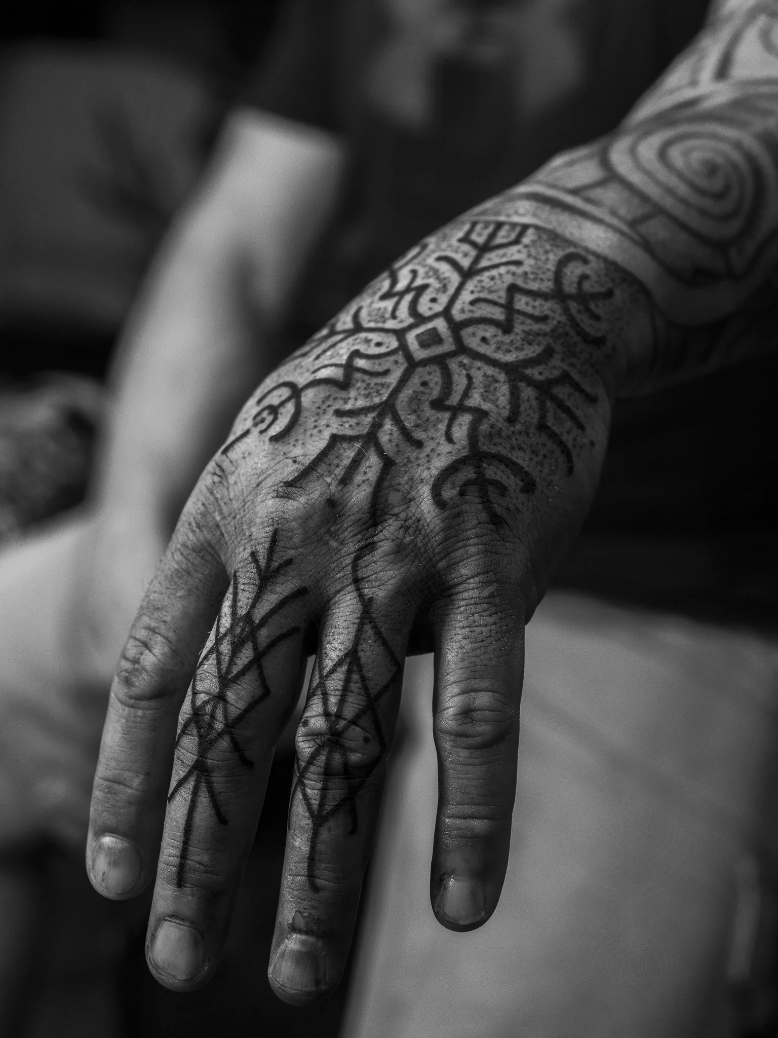 Nordic sigil bindrune tattoo on a hand