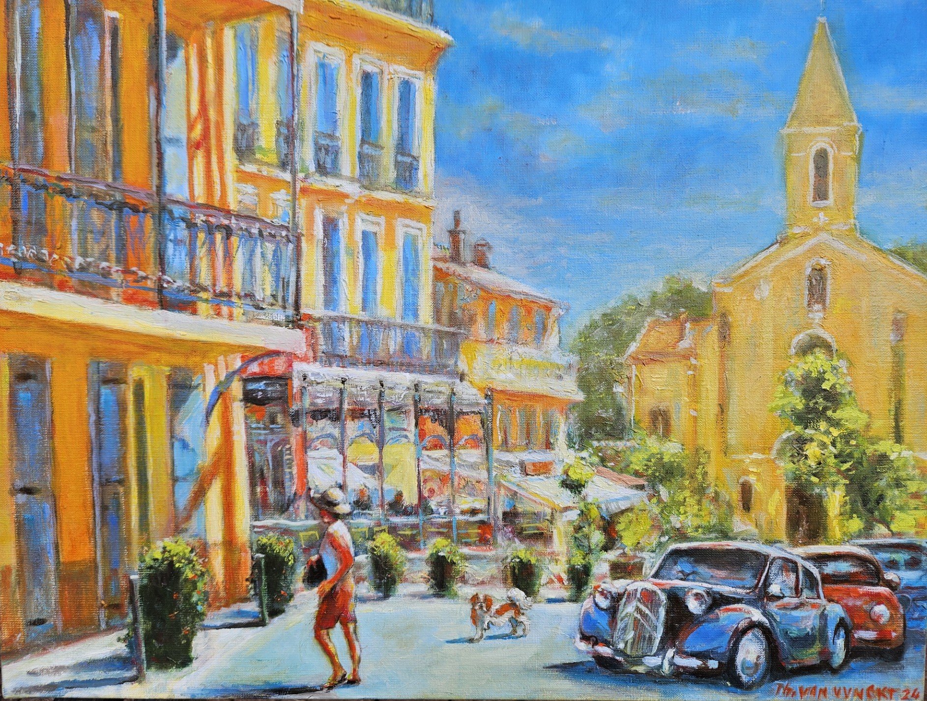 PLACE DE L'ÉGLISE À GIENS - HUILE - 50X44
Palette de jaunes et d’oranges mettant en valeur cette place de l'église de la presqu'île de Giens.