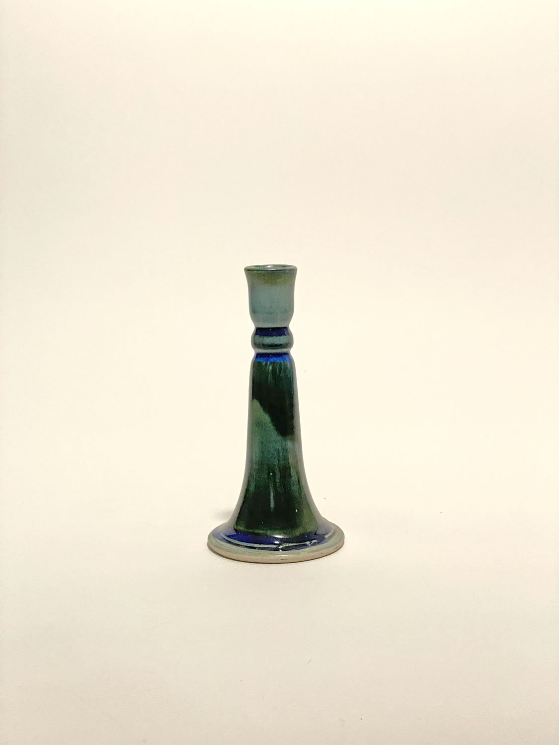 Bougeoir en céramique bleu