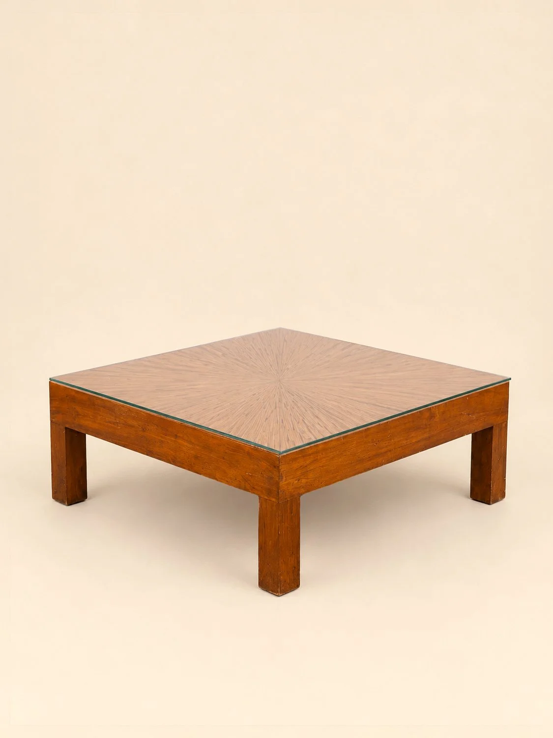 Table basse en marqueterie de paille