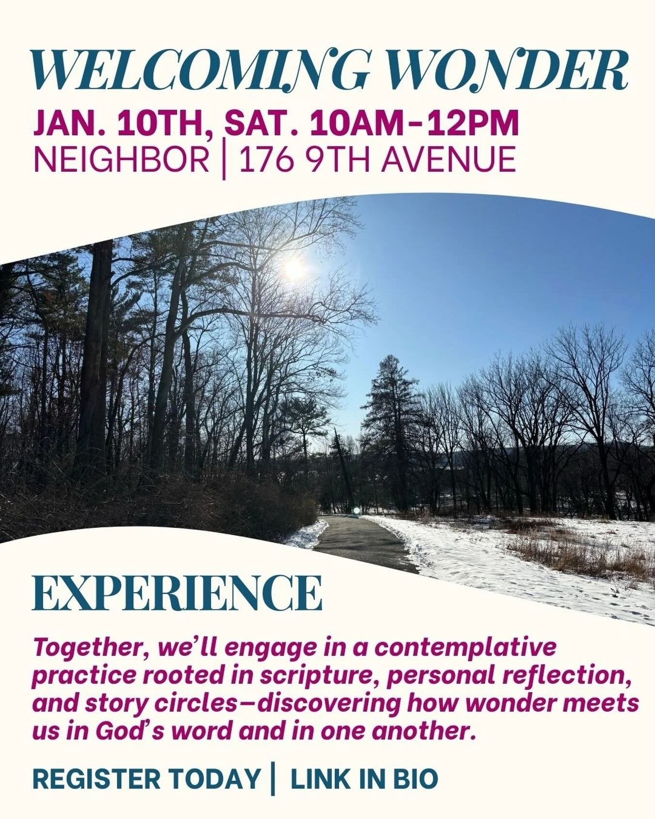 We invite you to join us as we enter the season of Epiphany, a time of revelation, light, and wonder.

This gathering offers a sacred space to pause, listen deeply, and welcome God&rsquo;s presence among us. Together we will engage in a contemplative