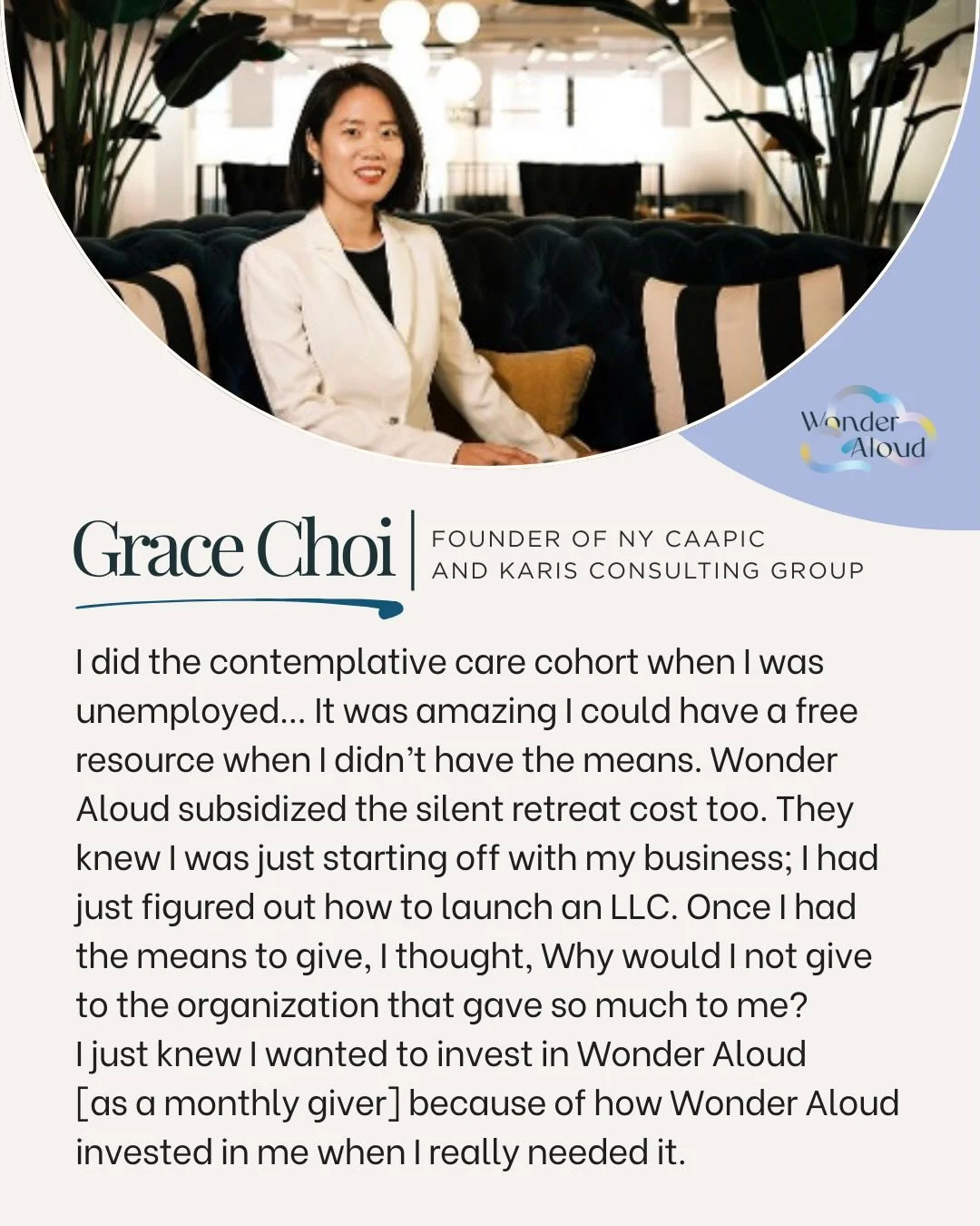 ✨As we look around the Table at our monthly donors, we can&rsquo;t help but be amazed by each and every person&rsquo;s story and journey. One story that continues to be brought to light for us is Grace Choi&rsquo;s. The grounding and transformative i