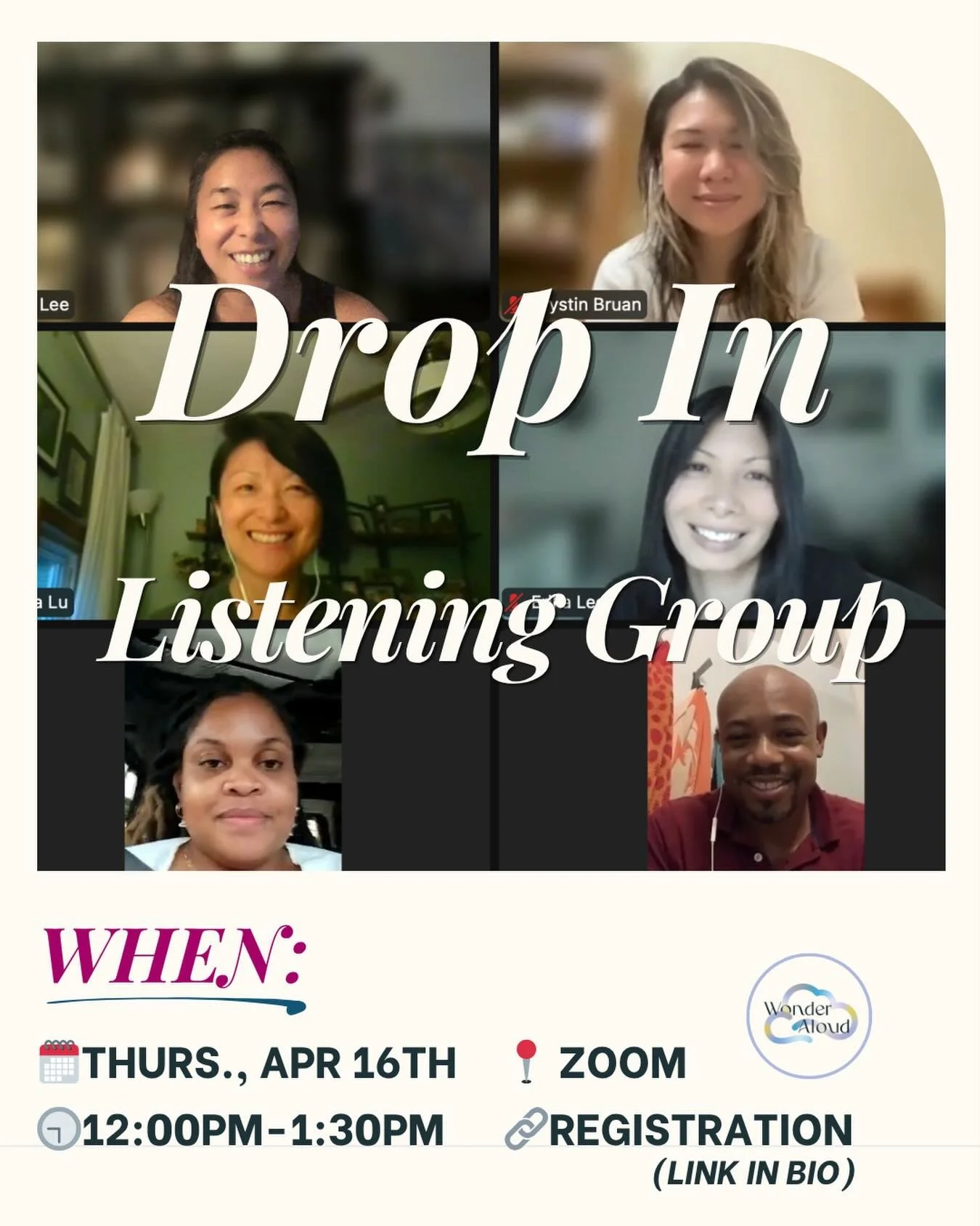✨Do you need a moment? 
.
⬇️ 
.
✨Join us Thurs, April 16th for Drop-in listening groups which are designed for those curious about the group companionship journey. These introductory sessions provide a welcoming space to explore a different prayer pr
