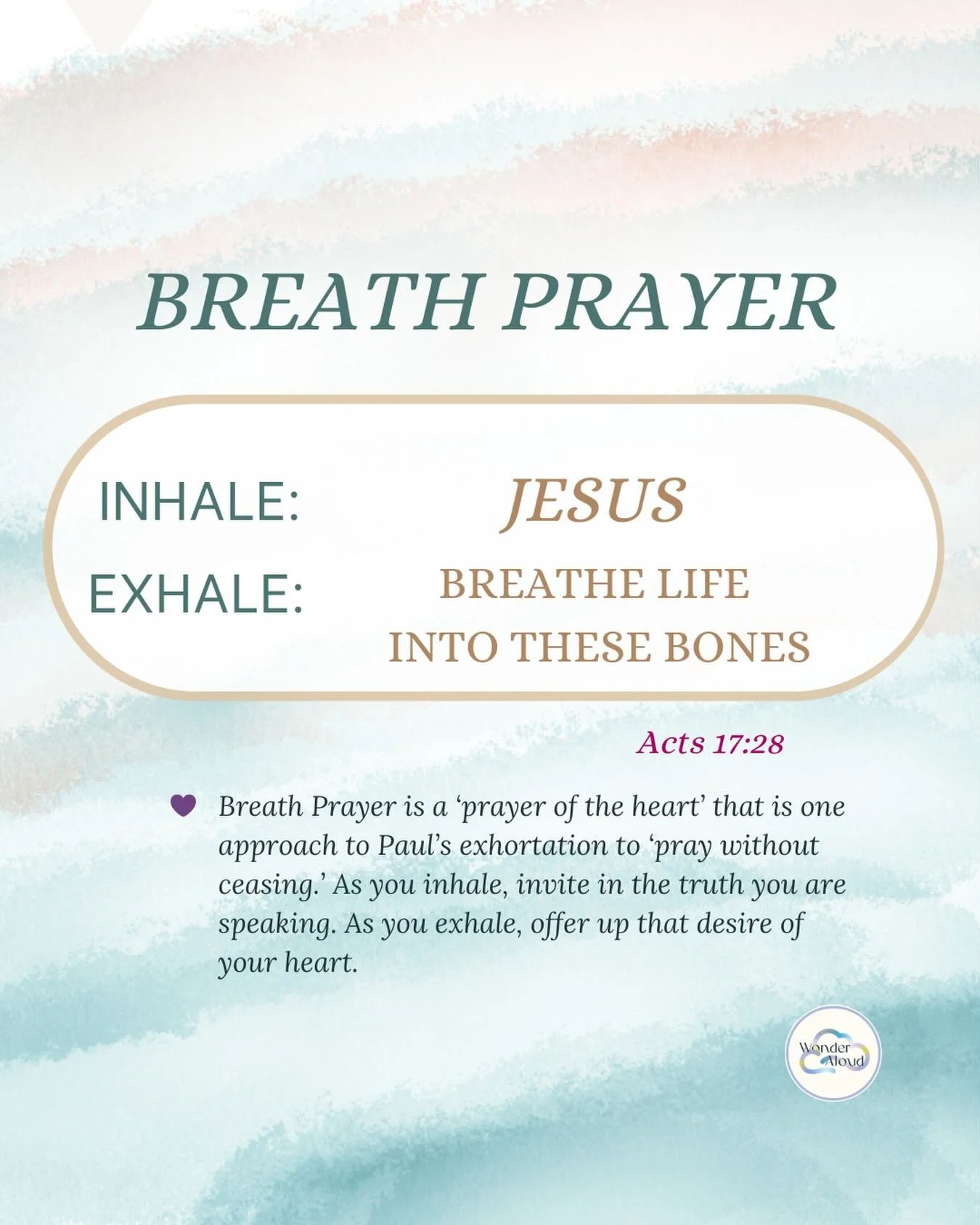 ✨Jesus, we thank you for the gift of today. We ask that you breathe your breath of life into our bones. Let your words bring stature into our being. For in you, we live, we move and have our being (Acts 17:28) 

✨Join us for a sacred rhythm together.