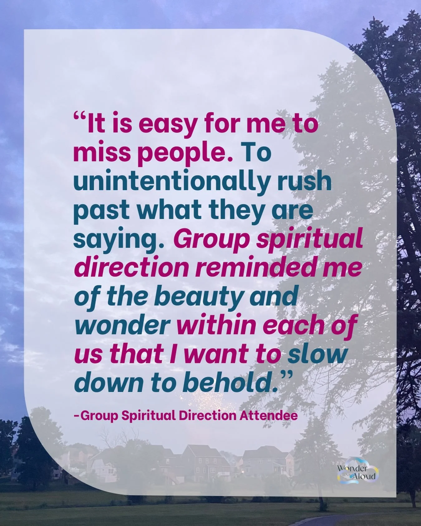 Experience the wonder of group spiritual direction where you&rsquo;re invited to slow down and behold the beauty and wonder in another 

We&rsquo;re offering:

Drop In Listening Groups - come as you are, no experience needed
🗓️ AUG 14th 
🕤 12:00PM-