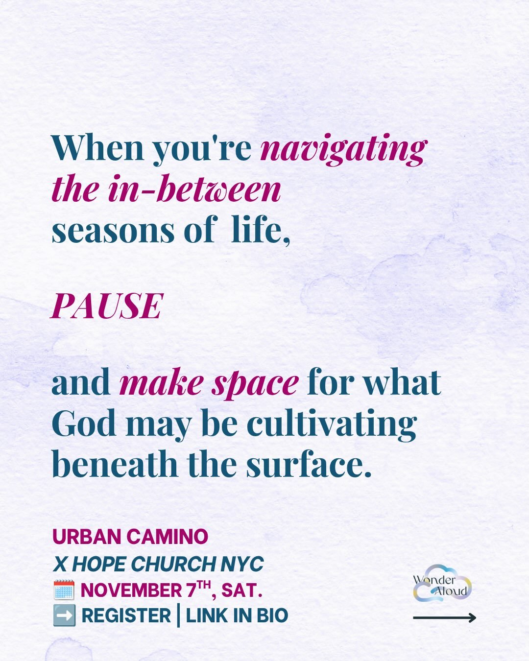 ✨When you&rsquo;re navigating the in-between seasons of life, pause and make space for what God may be cultivating beneath the surface.

In collaboration with Hope Church NYC, join us for a half-day contemplative camino along the Hudson River.

As we