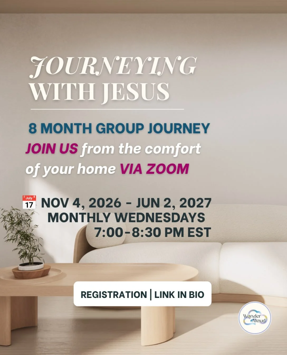 ✨ Sacred Pause: Journeying with Jesus
📅 Nov 4, 2026 - Jun 2, 2027
Monthly Wednesdays | 7:00-8:30 PM EST

If you&rsquo;ve been longing for sacred rhythms in a busy season, this may be an invitation for you to make space in the comfort of your own hom