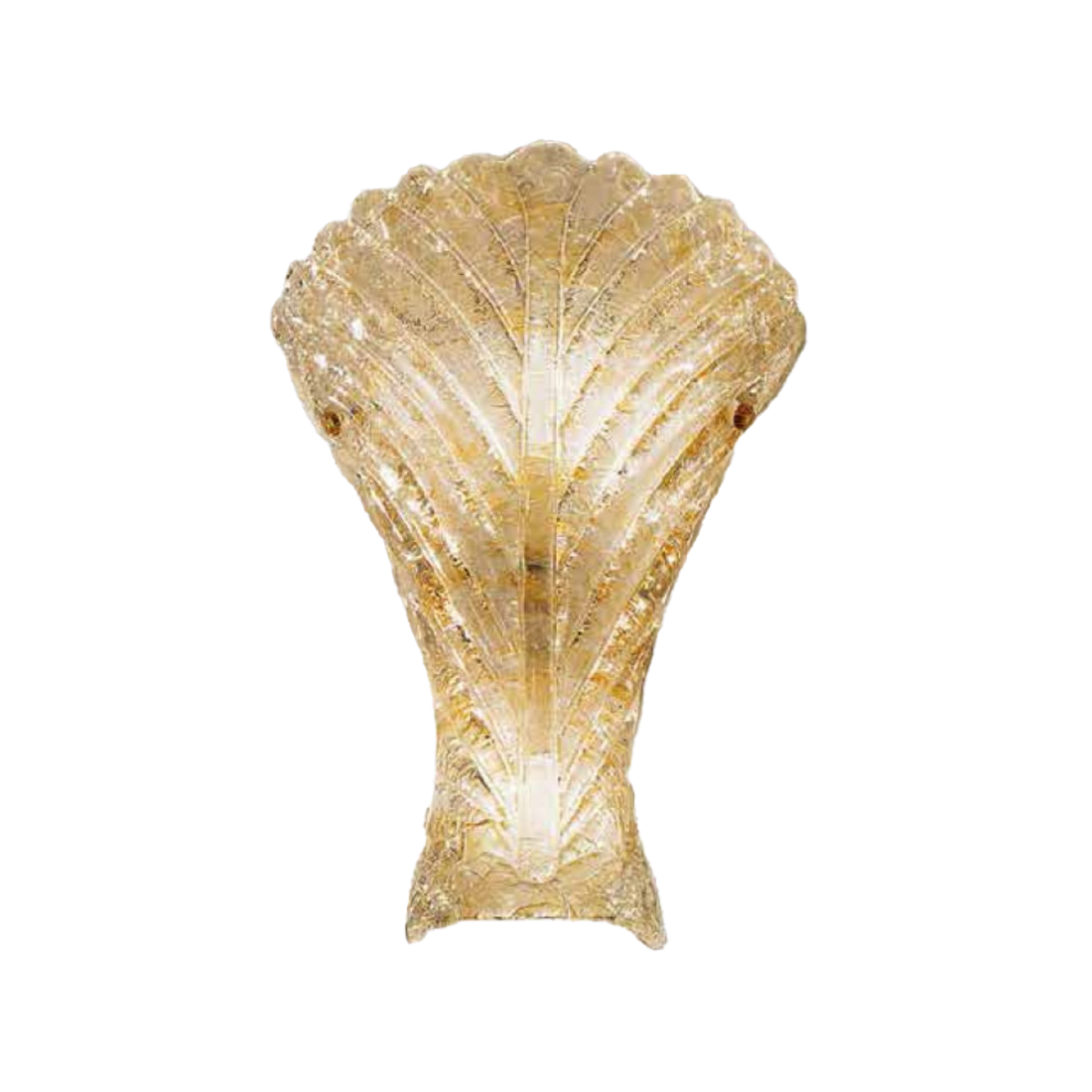 A decorative seashell-shaped wall sconce or light fixture with ornate detailing, resembling a conch shell.