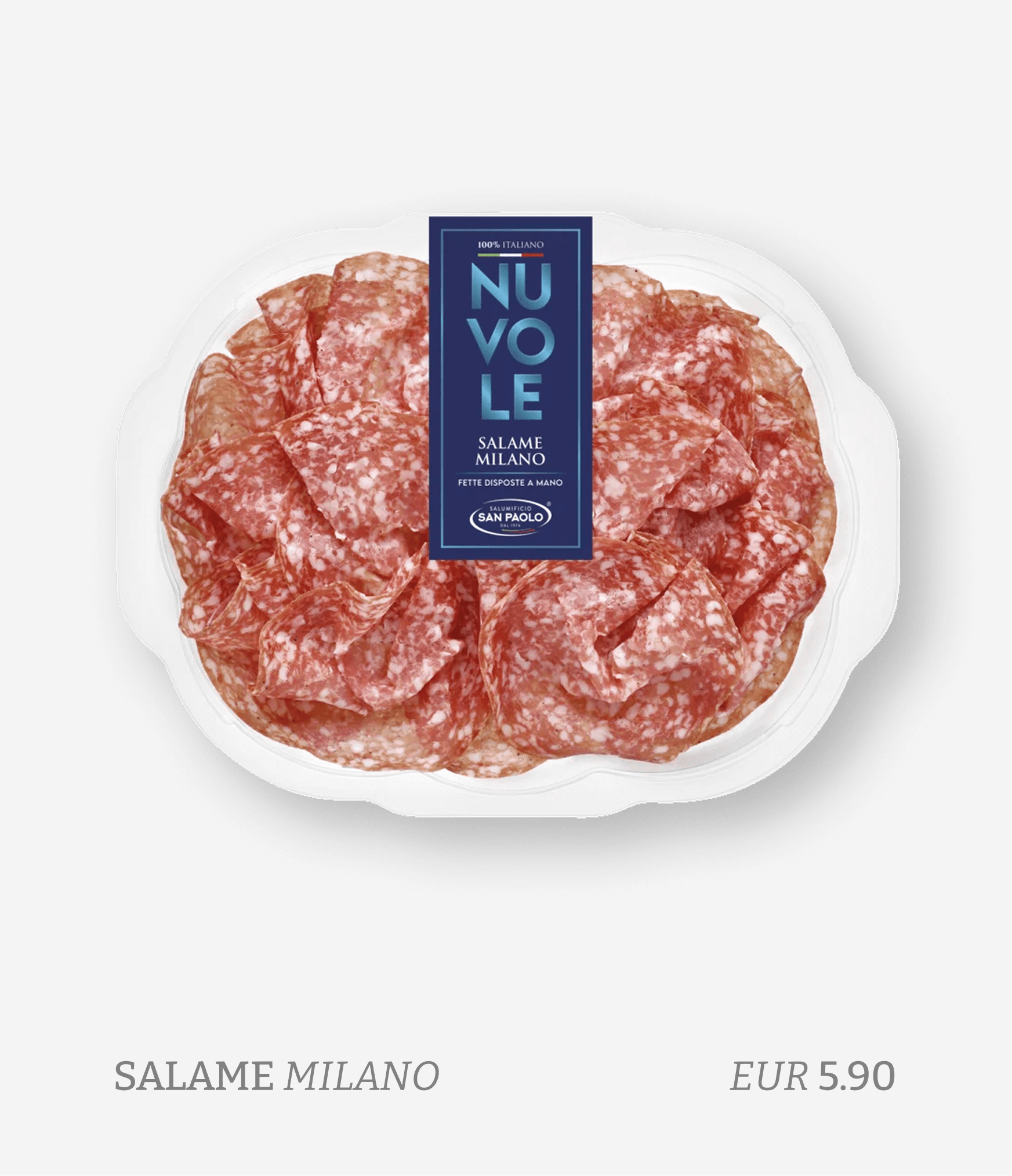 Package of Milano salami slices with a blue label.