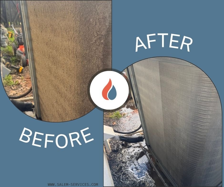 Before and after HVAC coil cleaning in Watkinsville GA