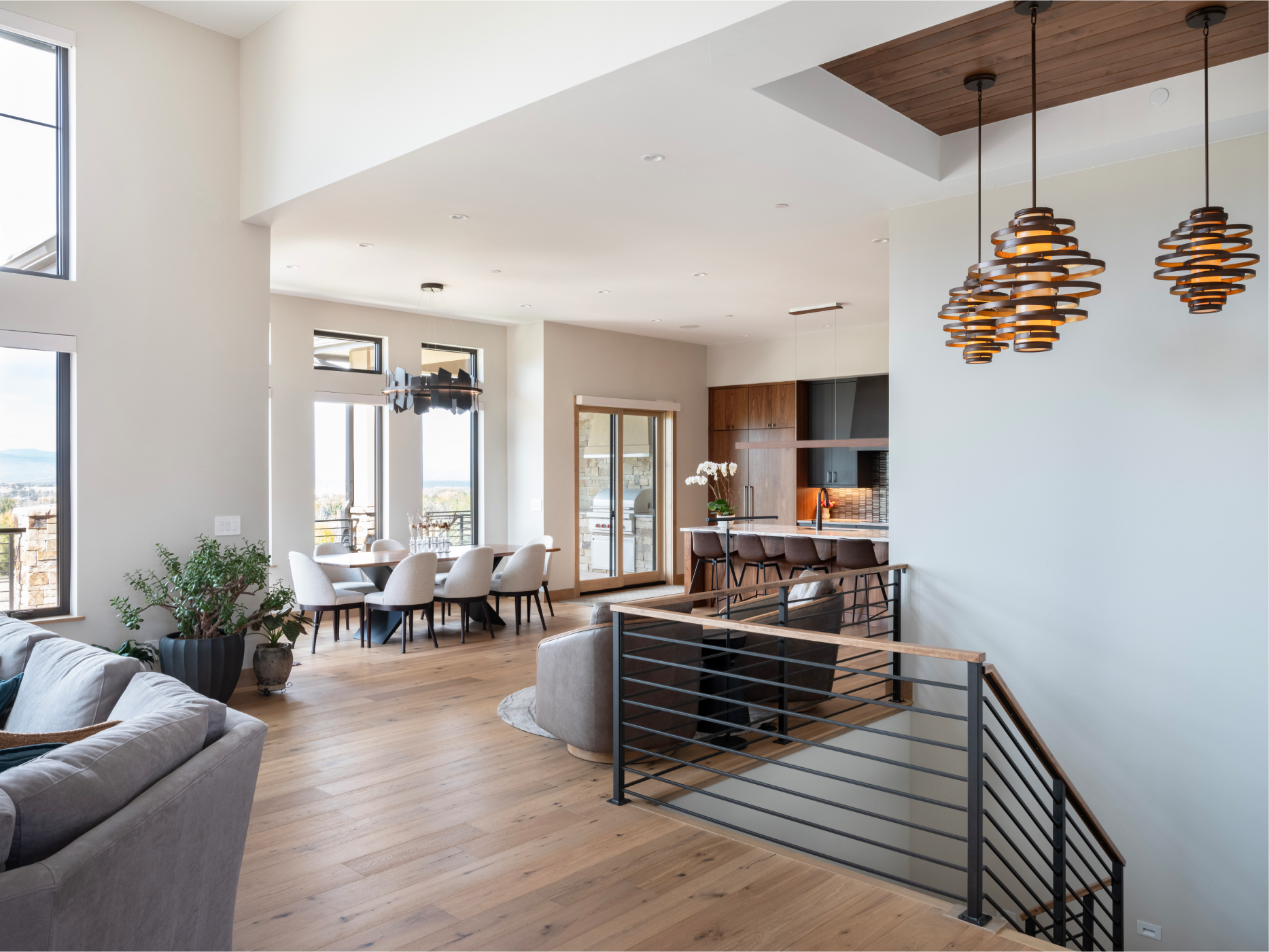 Open concept kitchen and living space in Boulder custom home by Sopris Homes