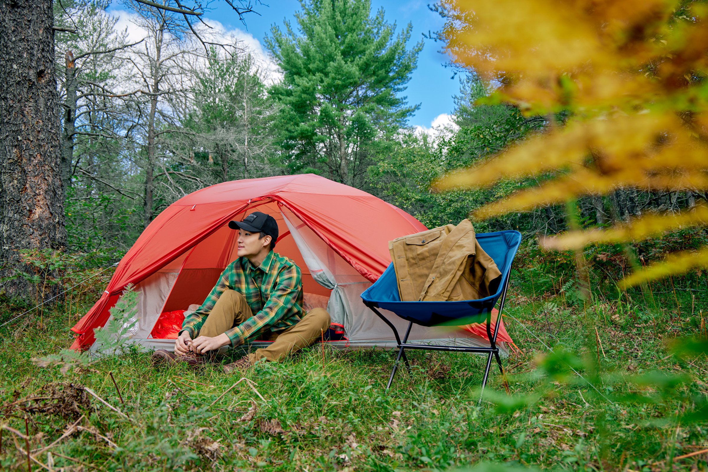 Filson Flannel and Filson Waxed Jacket Big Agnes Big House Tent.