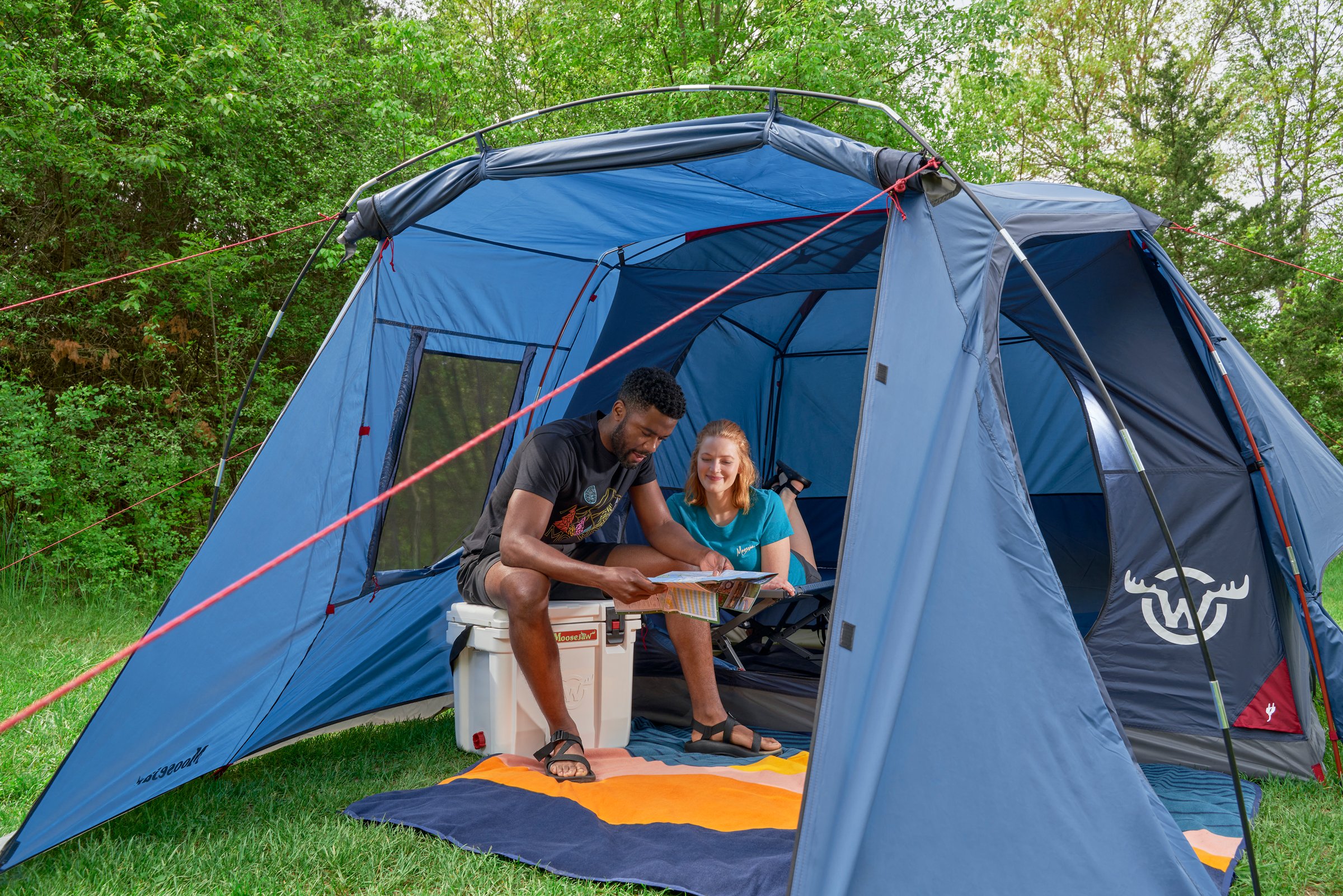 Camping Scene Moosejaw Tent Alongside Moosejaw Cooler and Cot Pinckney State Park.