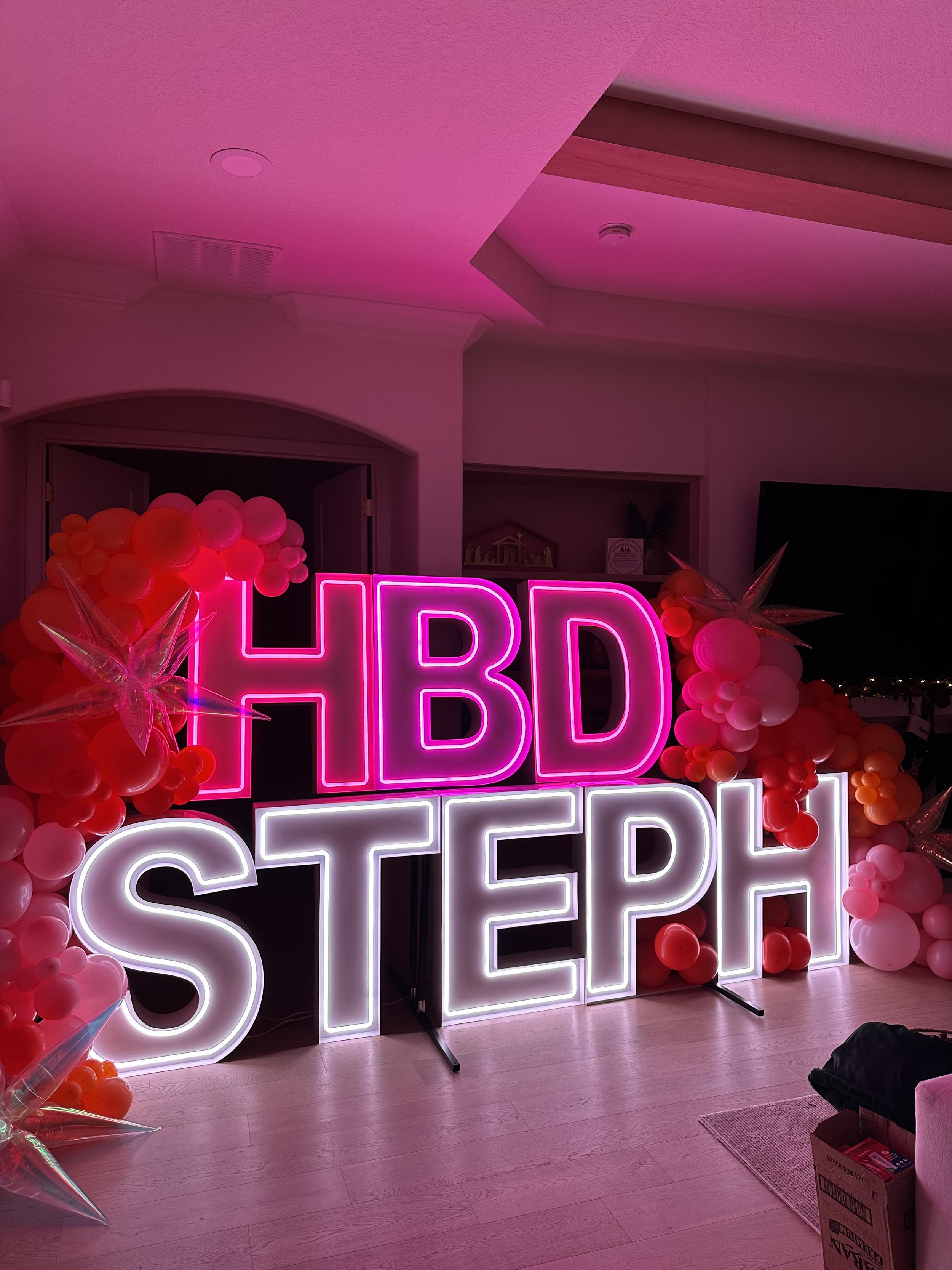 Sarasota LED marquee rental with balloons