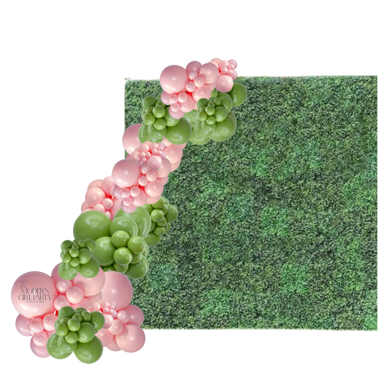 hedge/grass wall with luxury balloons in St Pete