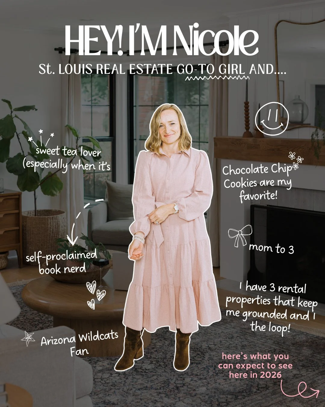 A little about me &mdash; and what you&rsquo;ll find here 💛⁠
⁠
Hey, I&rsquo;m Nicole &mdash; a St. Louis realtor, mom of three, cookie-baker, book-lover, and serial re-arranger of furniture when I&rsquo;m stressed (you too?). Around here, I&rsquo;m 