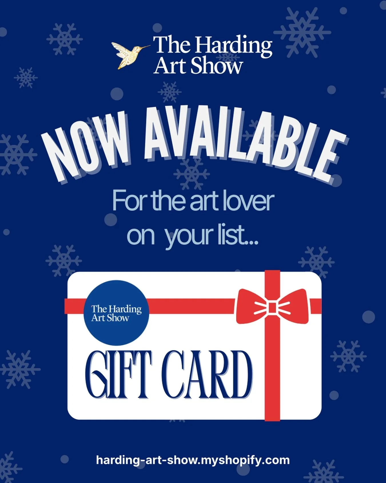 The perfect gift for any art lover on your list? A Harding Art Show Gift Card! Available now &mdash; visit our website or the link in our bio for the link to purchase 🎁