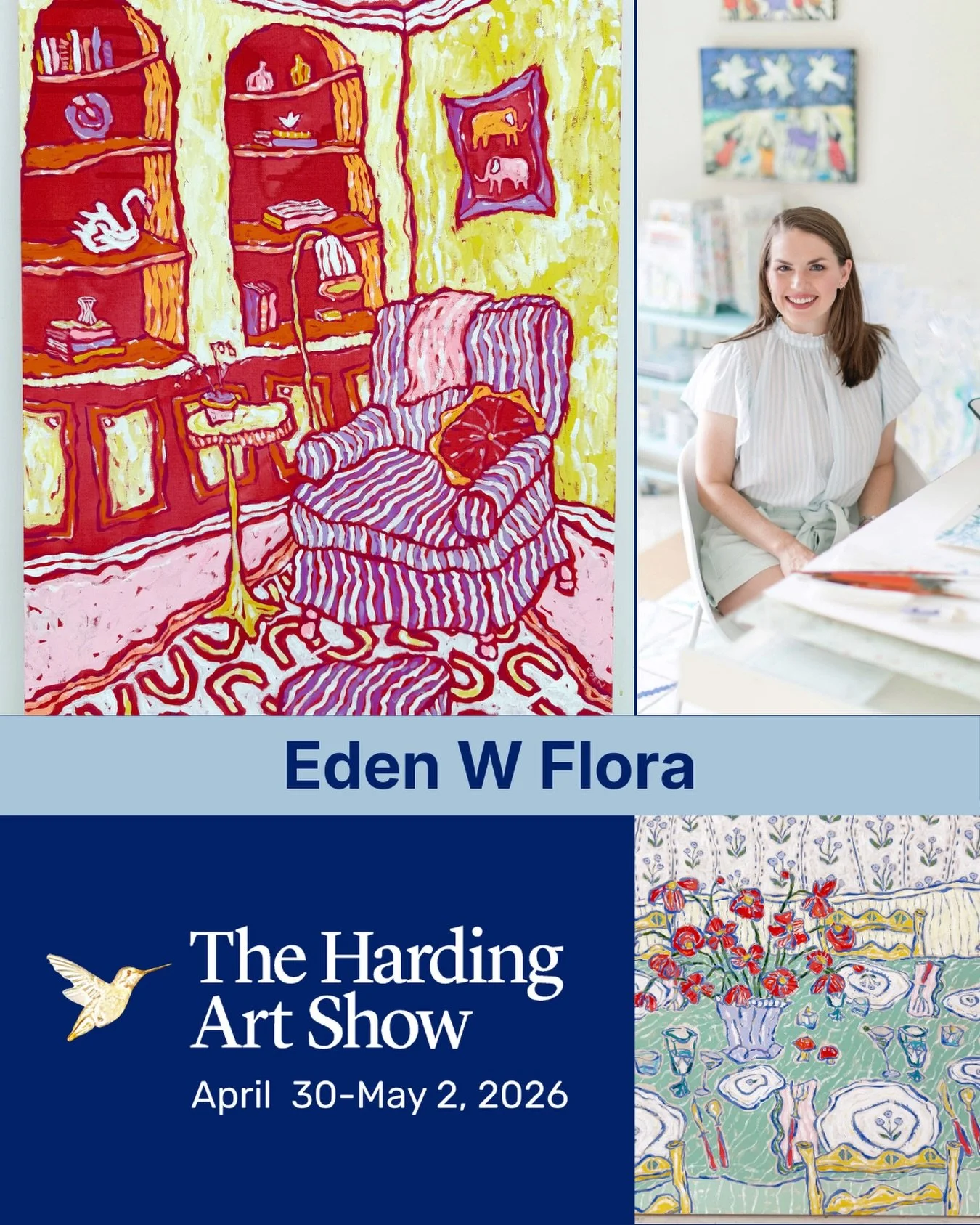 Eden Walker Flora @edenwflora grew up in Mobile, Alabama and has happily been an artist since she was a little girl, officially starting her business in 2013. Painting brings her joy, solace, and self-connection.

Eden received a BFA in Fabric Design
