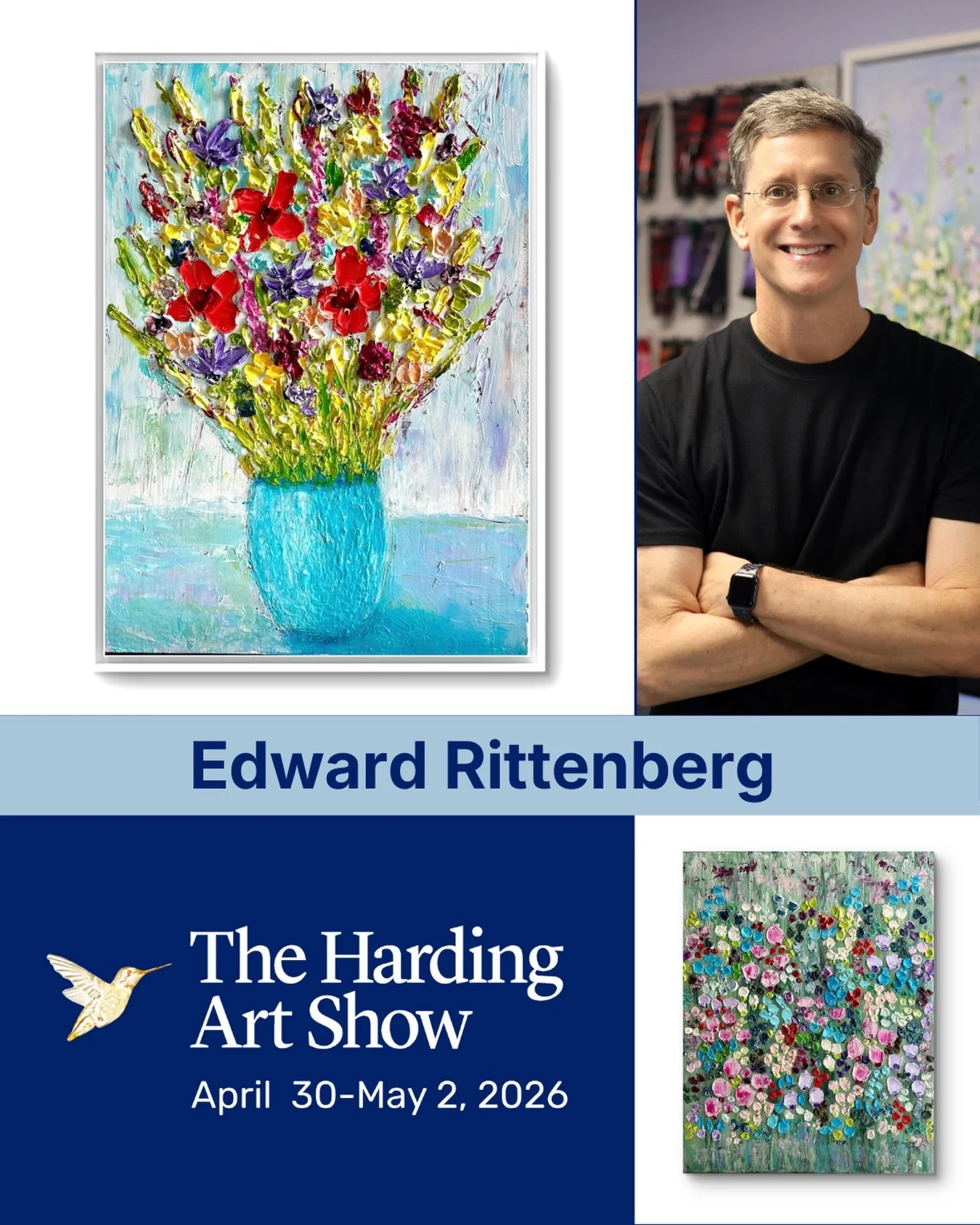 Edward Rittenberg @edwardrittenberg is a Nashville-based artist known for vibrant impasto (textured) paintings defined by rich texture, movement, and color. Represented by some of the nation&rsquo;s top galleries, his work is collected throughout the