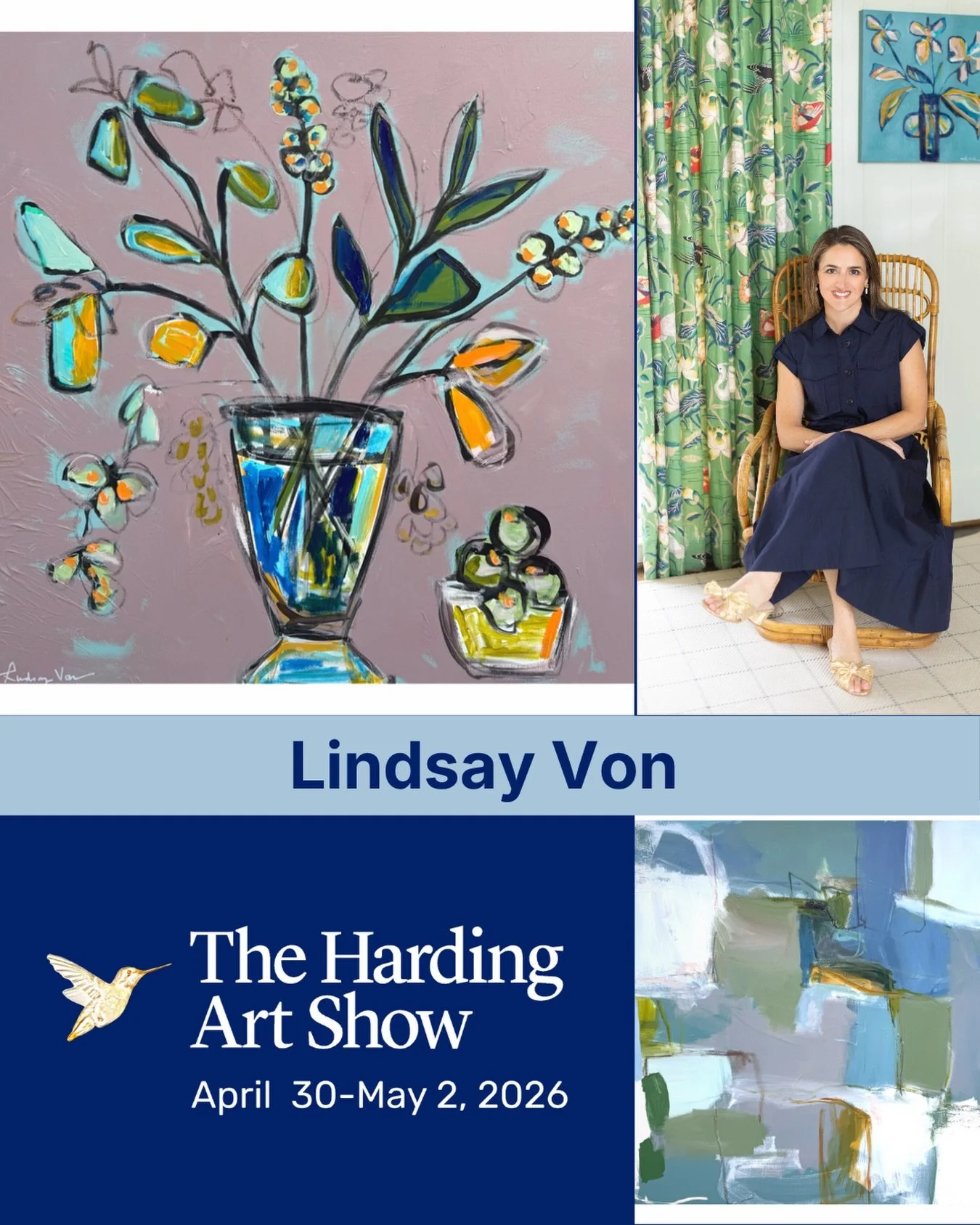 Lindsay Von @lindsayvonart is a contemporary artist based in Atlanta, GA. whose work is inspired by nature, color, and the way art can shape how a space feels. Working primarily with acrylic, oil stick, and charcoal, she creates abstract paintings ro