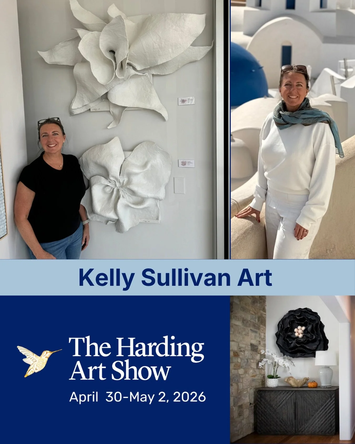 Kelly Sullivan @kellysullivanart is a contemporary sculptor specializing in large-scale floral installations.  Using fabric and plaster, she constructs dramatic, dimensional compositions that command space while remaining elegant and textural.  Her w