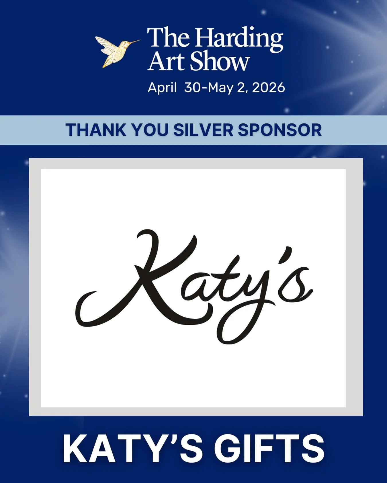 The Harding Art Show is so thankful for Katy&rsquo;s Gifts of Nashville&rsquo;s ongoing support! Their amazing new store in WestGate offers gifts, stationary, designer jewelry, a candy bar, a full service in-house embroidery department, a ladies&rsqu
