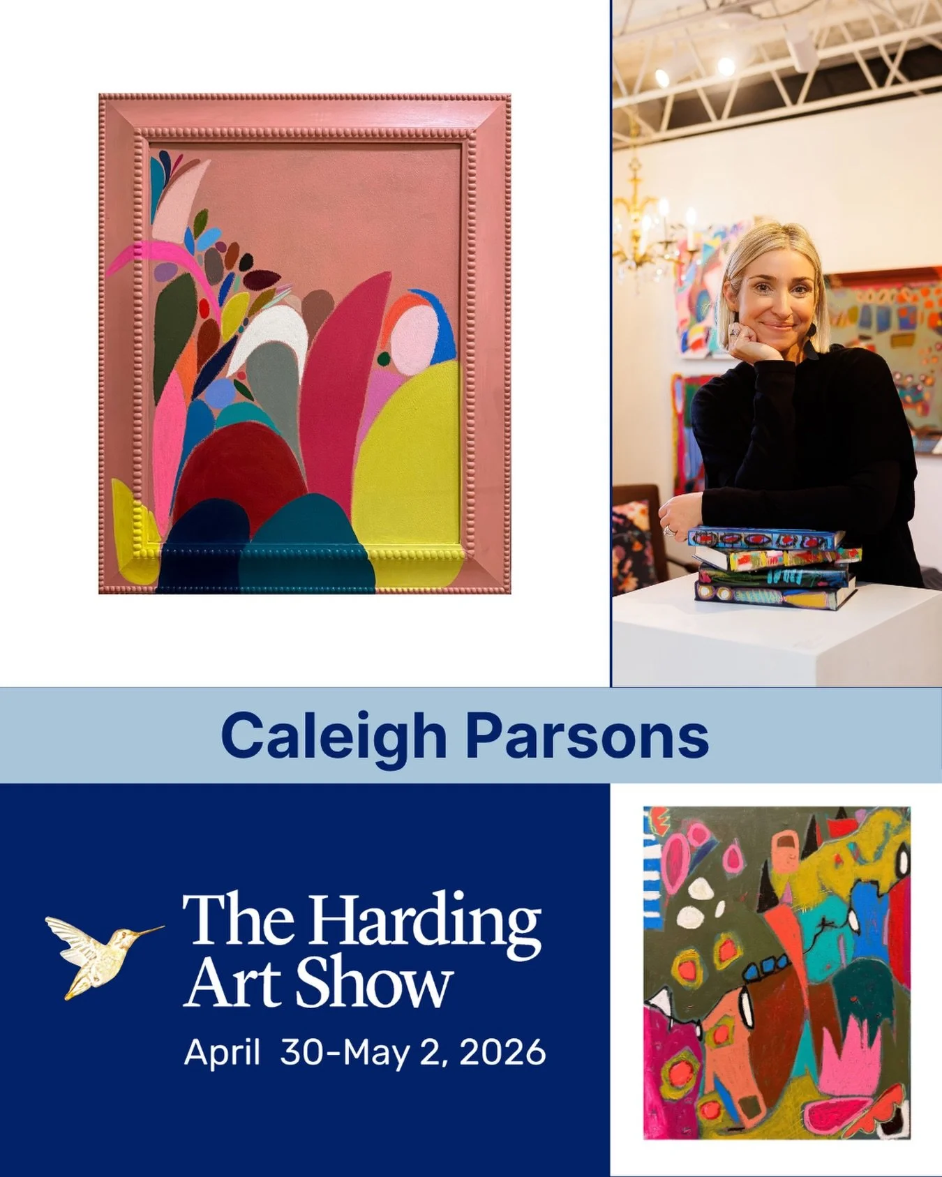 Caleigh Parsons @caleighparsonsart is a visual artist based in Dothan, Alabama, who began her art practice in 2021 at the age of 45.
 
She paints intuitively with mixed media on canvas, wood, and paper. She approaches the canvas as if she&rsquo;s sta
