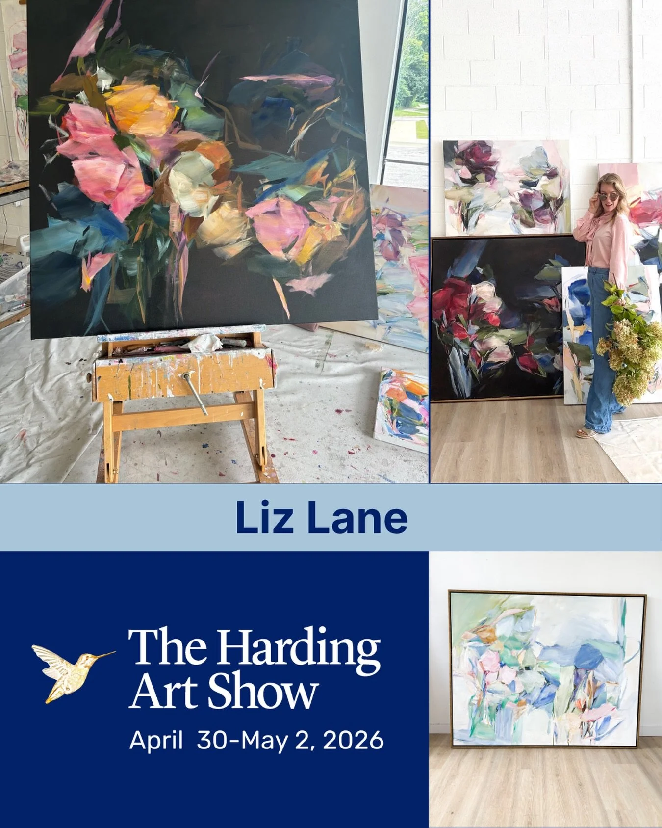 Lane @lizlaneart explores the energy behind nature, humanity and movement in her abstracts. She pushes back against traditional linear narrative, and believes meaningful stories are often found without traditional order. 
​
Lane uses abstraction on c