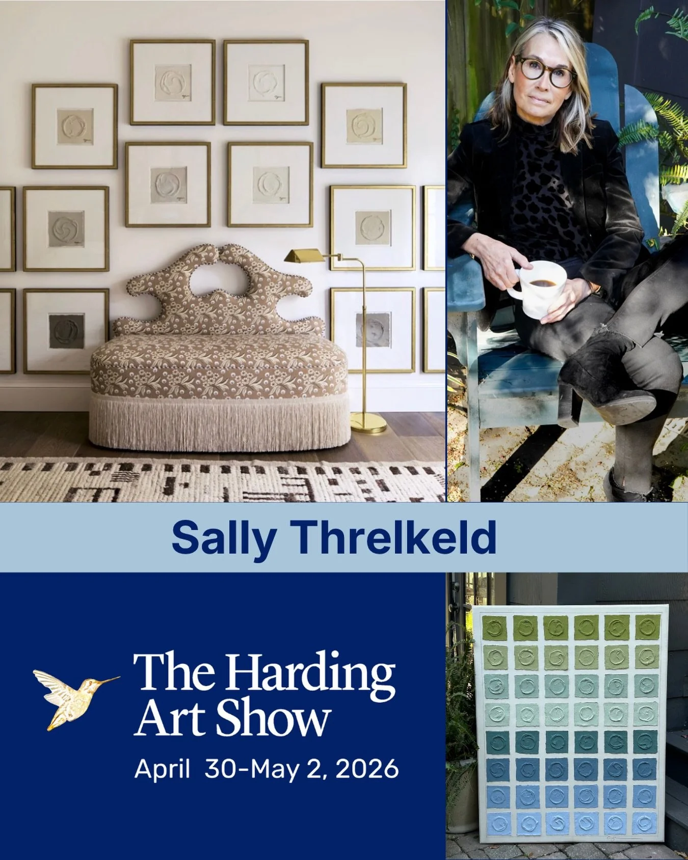 After a 30 year career as a nurse, Sally @sallythrelkeldart found herself unexpectedly out of a job. She lost her identity and was uncertain about her future. She started a design business which organically led to painting. She is now proud to call h