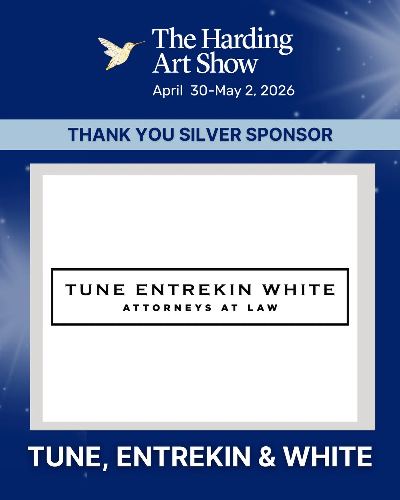 Thanks to Tune, Entrekin and White for their years of supporting the Harding Art Show!

Since they started in 1978, TEW Law has stood as a valued and trusted partner for clients from all backgrounds and walks of life. Their offices are built upon a c