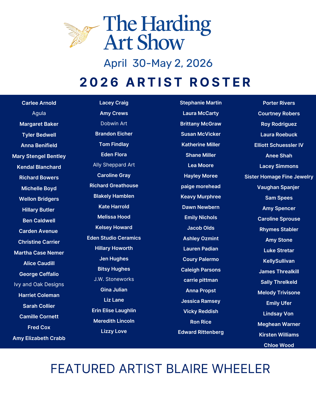 Artist List — The Harding Art Show 2025