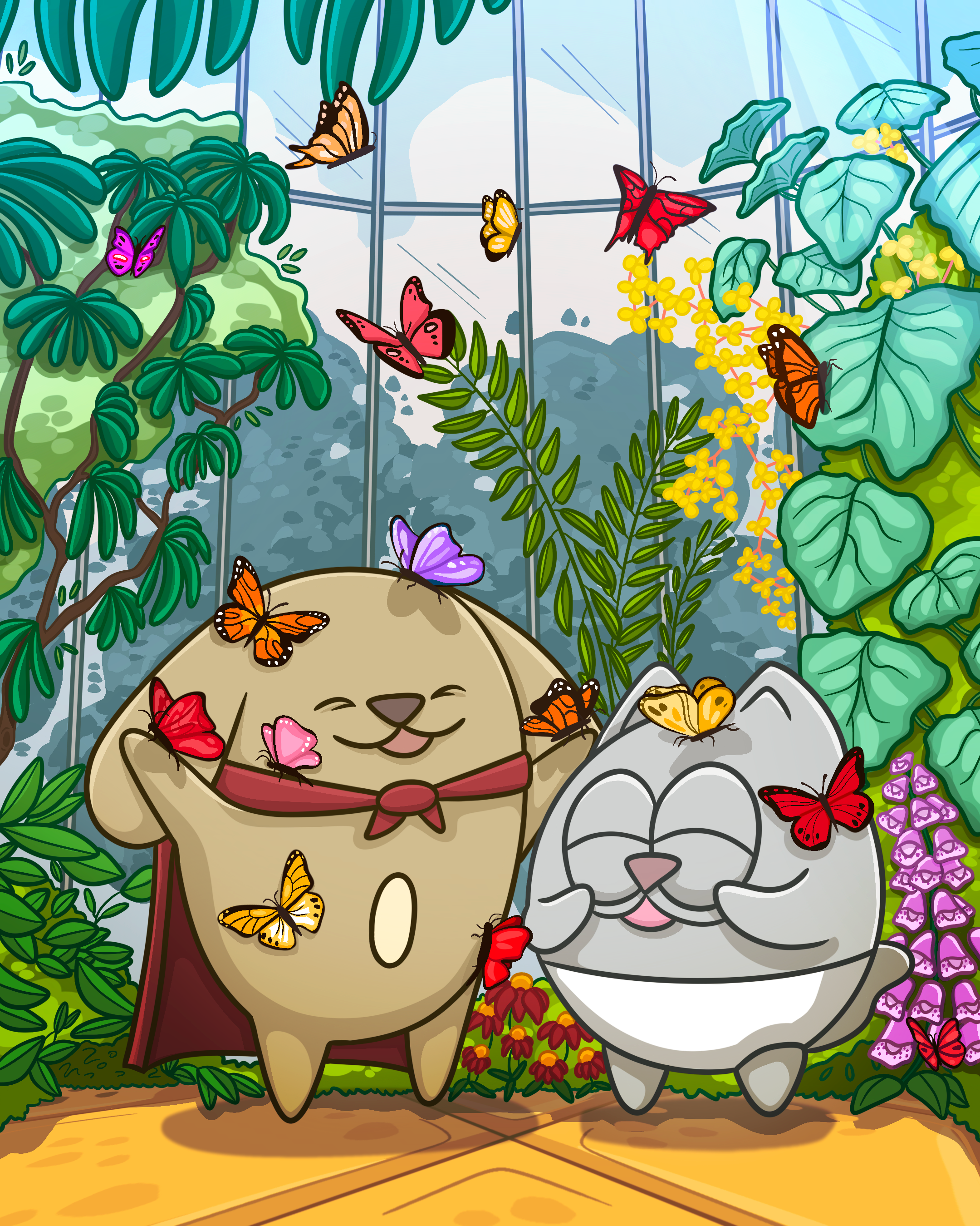 Mega Pup and Baby Cat Butterfly Garden.png