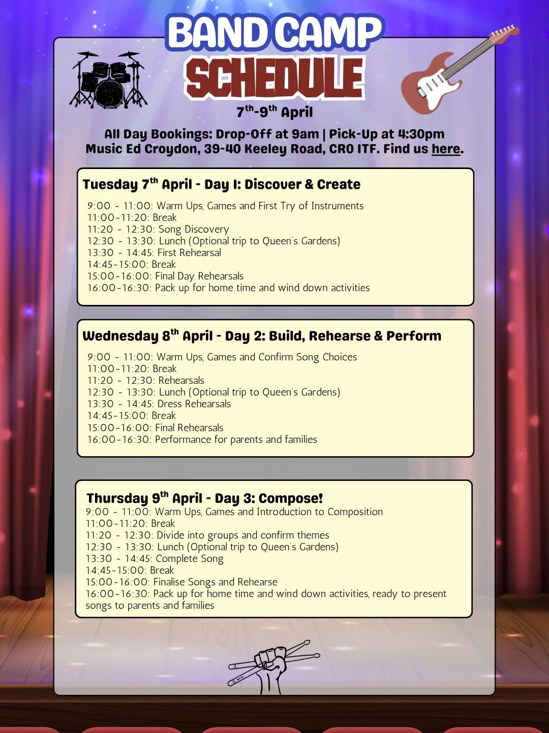 🎶 3 days. A full band experience. A camp to remember. 🤘 

From trying instruments and discovering songs, to rehearsing as a band, composing their own music, and performing for family&hellip; this is so much more than a camp.

With outdoor time at Q