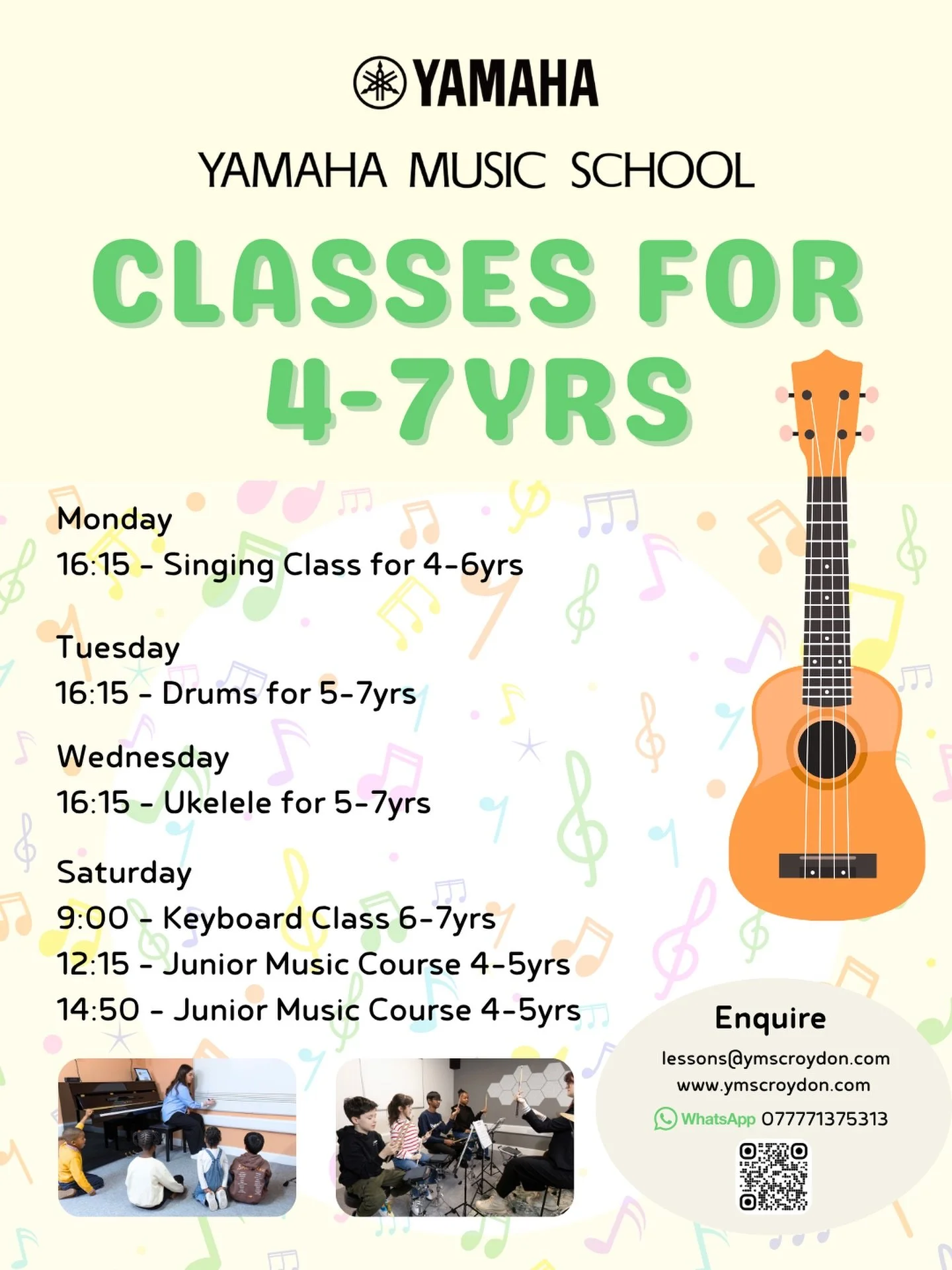 🥁🎸 After popular demand, we&rsquo;re excited to launch our brand new programme for ages 4&ndash;7! 

Explore Keyboard, Drums, Singing and Ukulele in fun, age-appropriate classes designed for young beginners. 🎵 

Our Junior Keyboard course has been