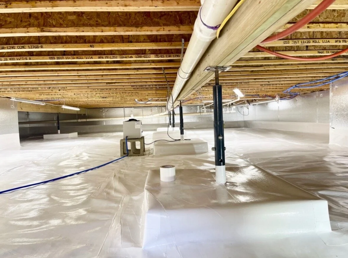 Image features crawlspace with encapsulation to keep moisture out.