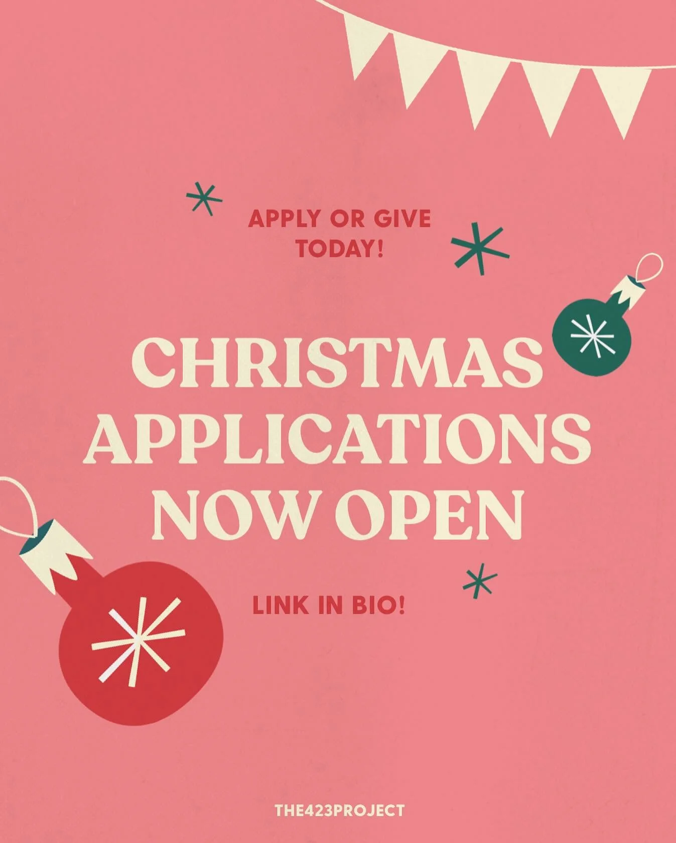 Applications for our 2025 Christmas Outreach are NOW OPEN through 11/2/25. Please visit our website at www.the423project.org/christmas2025 to review the qualifications and to complete your preliminary application. Please share this with anyone you kn