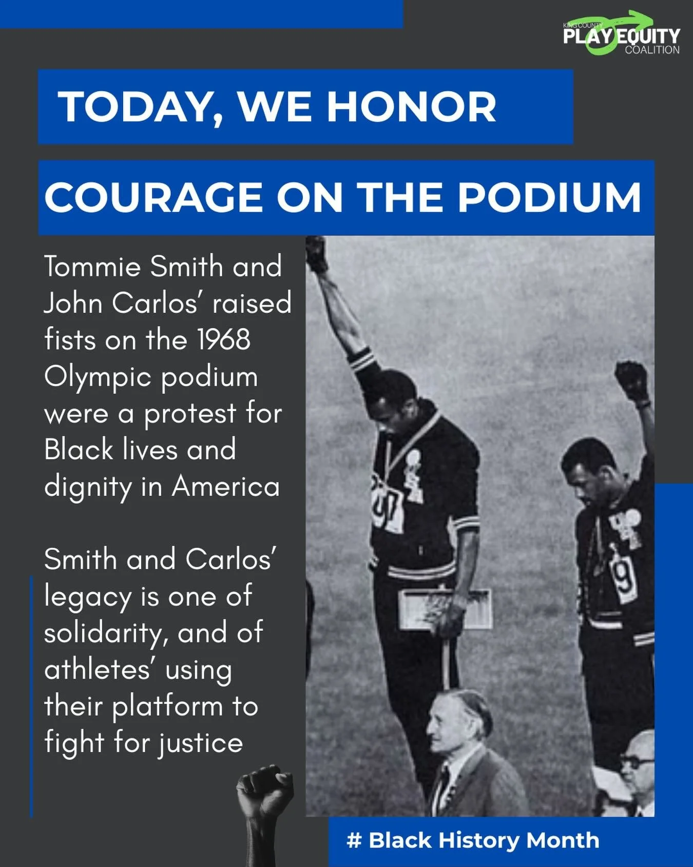 💌 Black History Month is a time to honor the history, leadership, and contributions of Black Americans in sport and beyond.

📢On October 16, 1968, at the Olympic Games in Mexico City, Tommie Smith and John Carlos stood on the medal podium, bowed th
