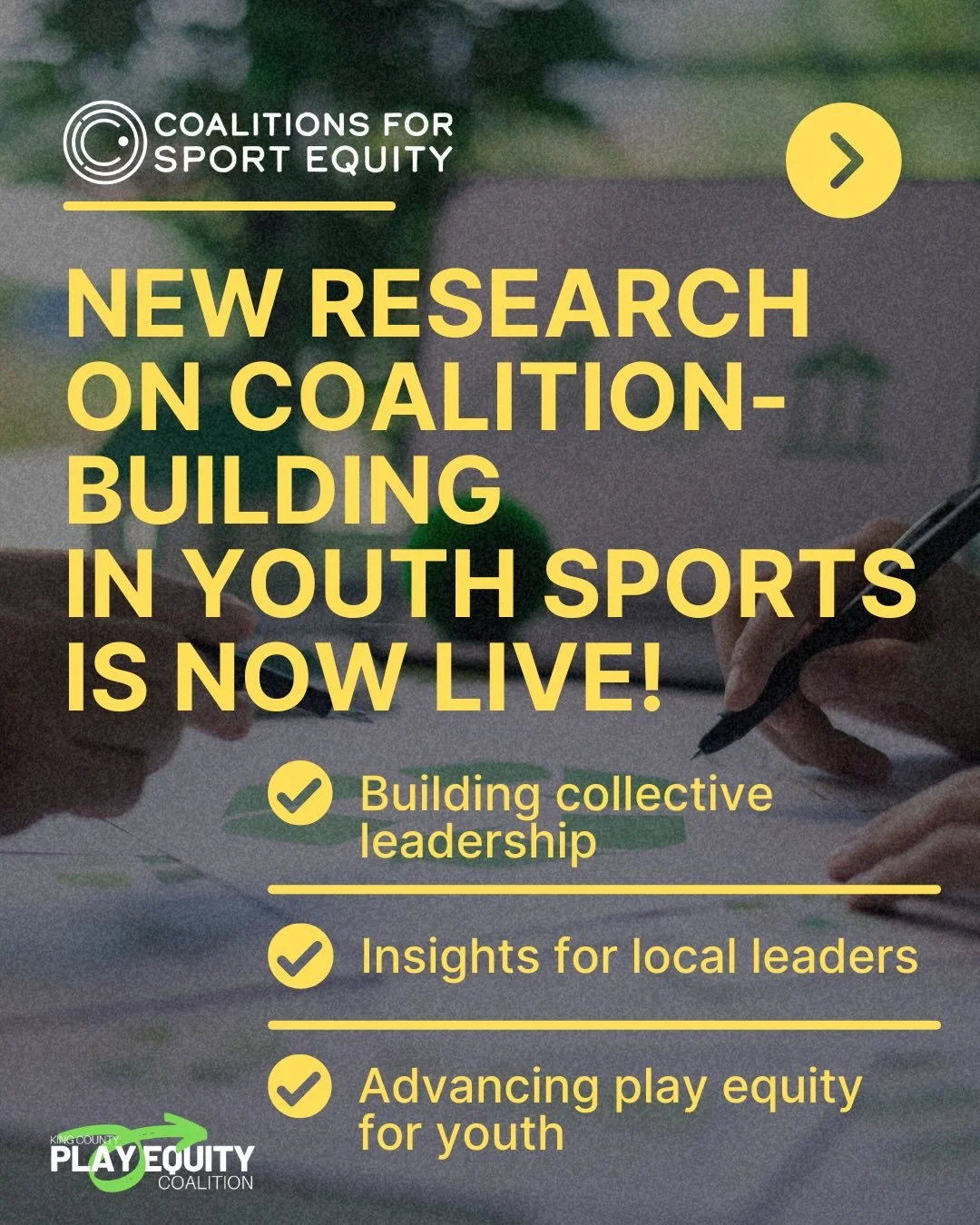 New national research from Coalitions for Sport Equity is now live!

What does it really take to build a coalition that creates lasting change?

This first-of-its-kind research pulls back the curtain on coalition-building - what it takes, what it loo