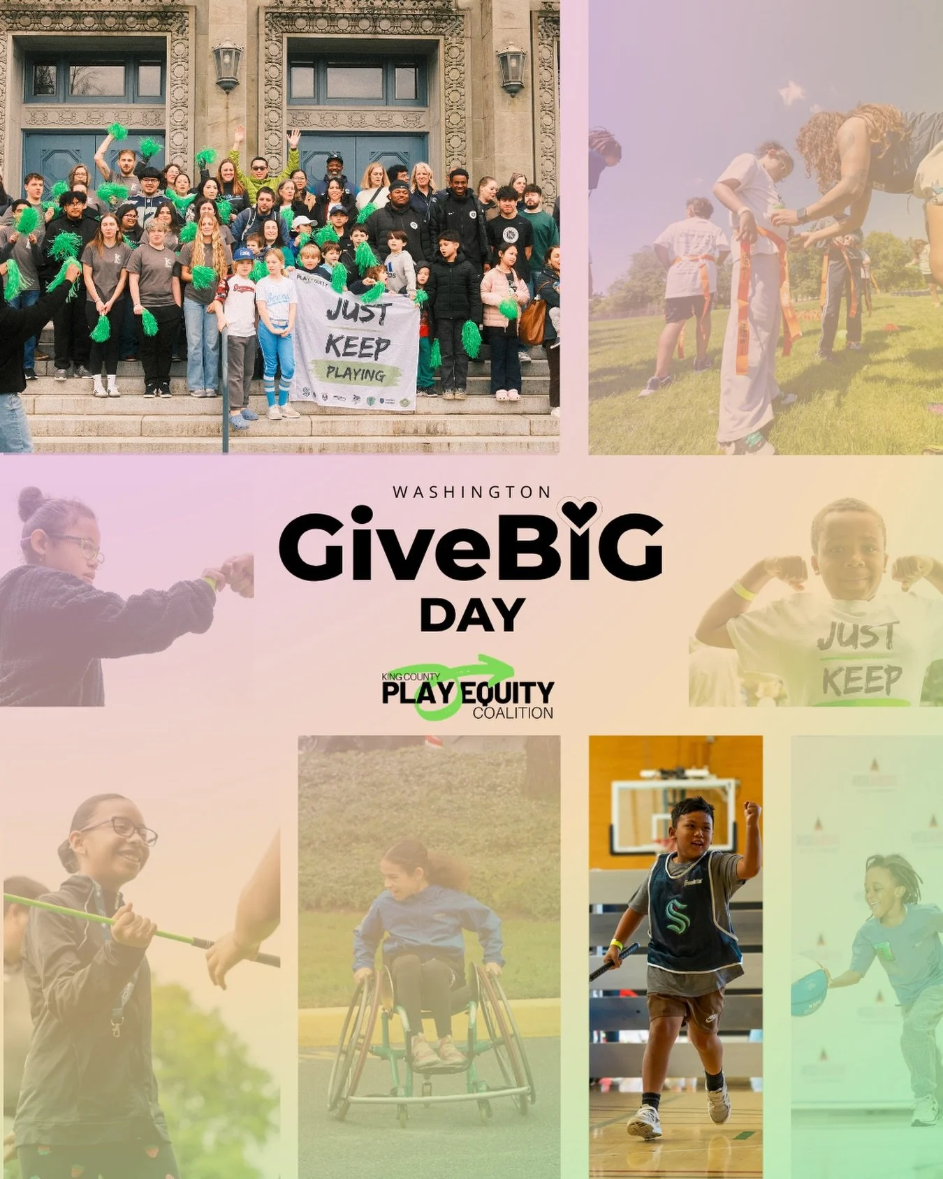 Early giving starts TOMORROW! 🎉 

Every dollar you give to the King County Play Equity Coalition helps make sure every kid in our region gets to just keep playing. 

Support us on Washington GiveBIG Day &rarr; May 5th 💚

Link in bio ✨

#playequity 