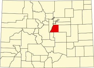 Map of Colorado highlighting Douglas County