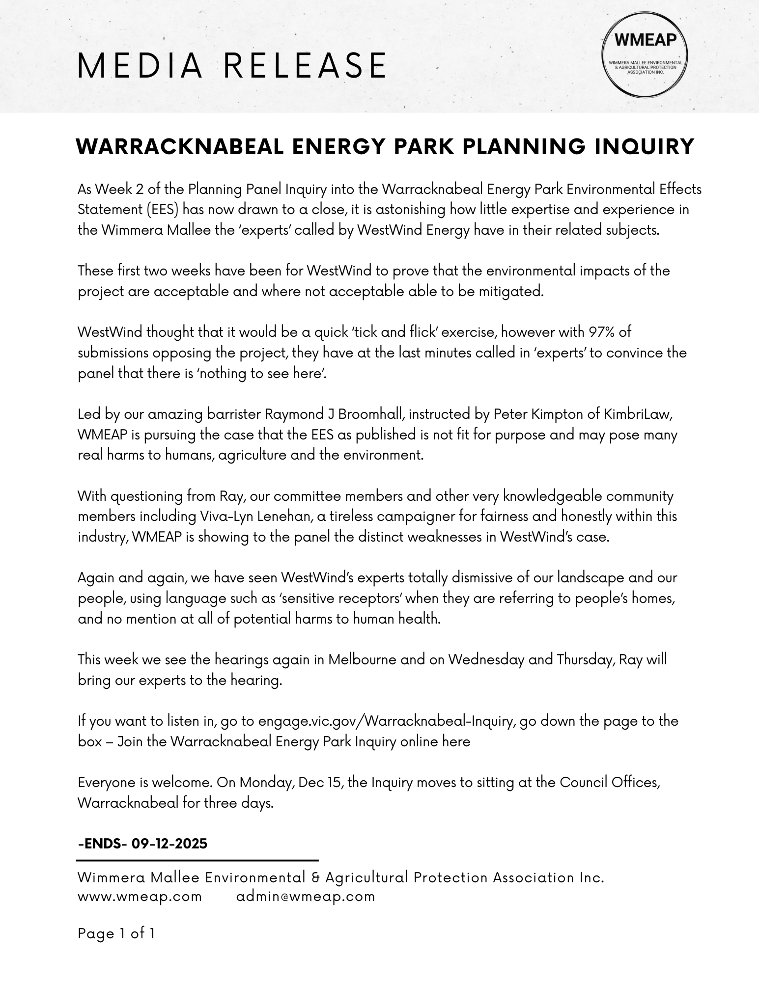 Warracknabeal Energy Park Inquiry