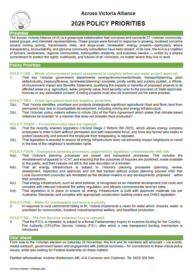 Across Victoria Alliance - 2026 Policy Priorities