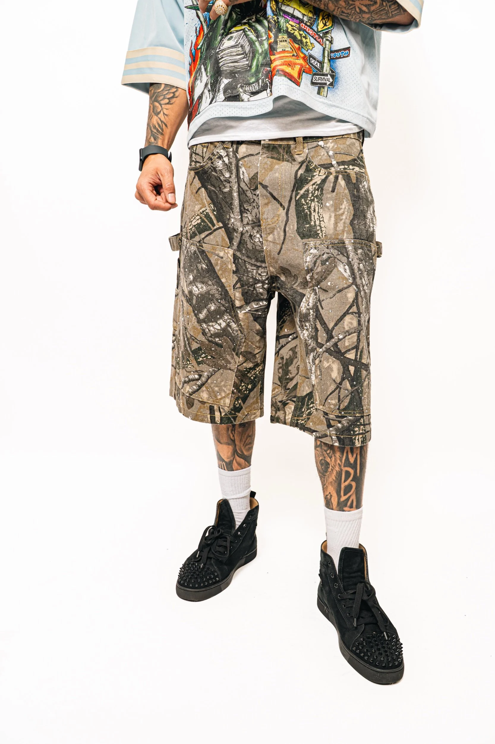 Camo Ch Rhinestone Jorts
