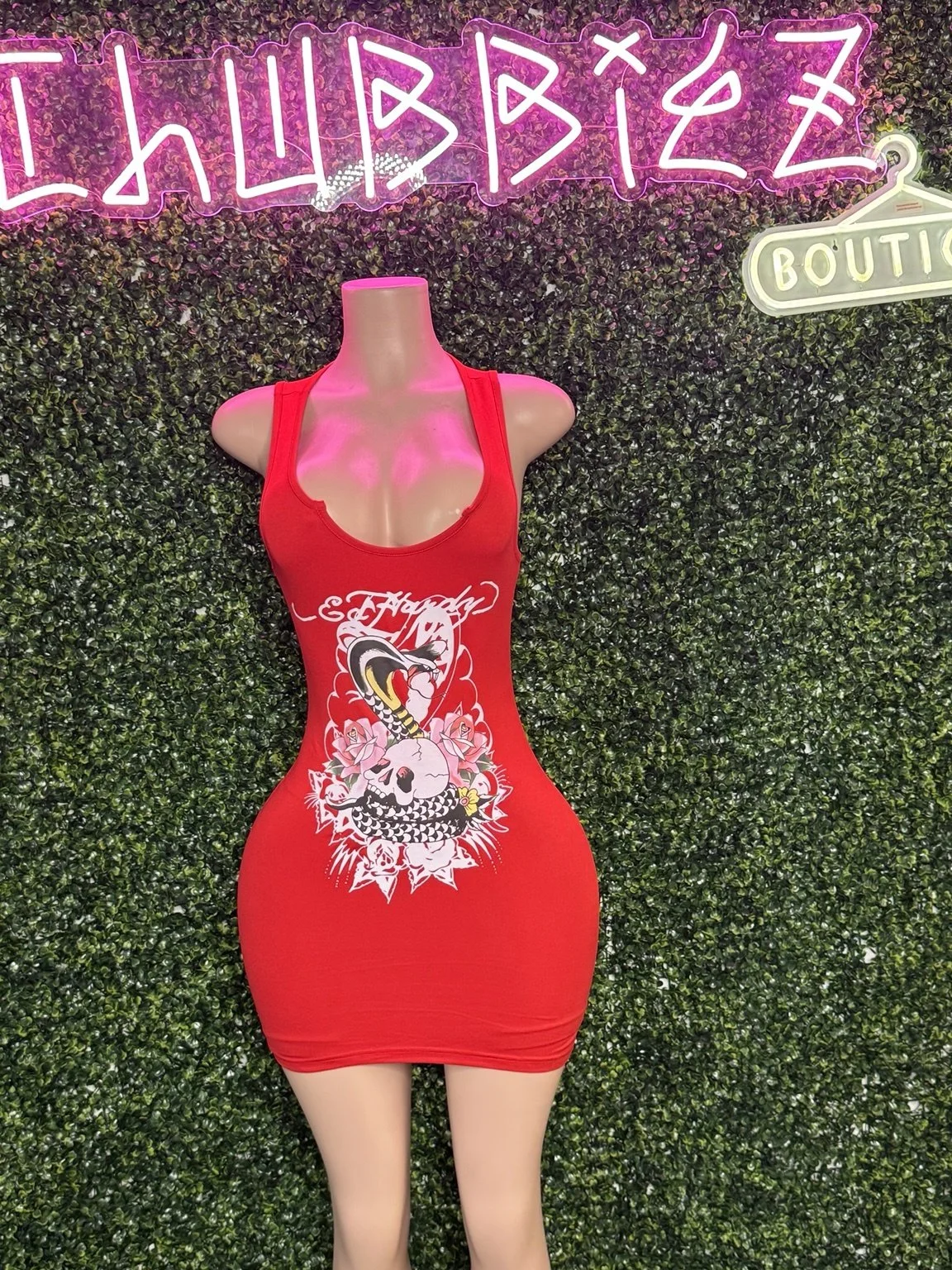 Summer Graphic Red Dress