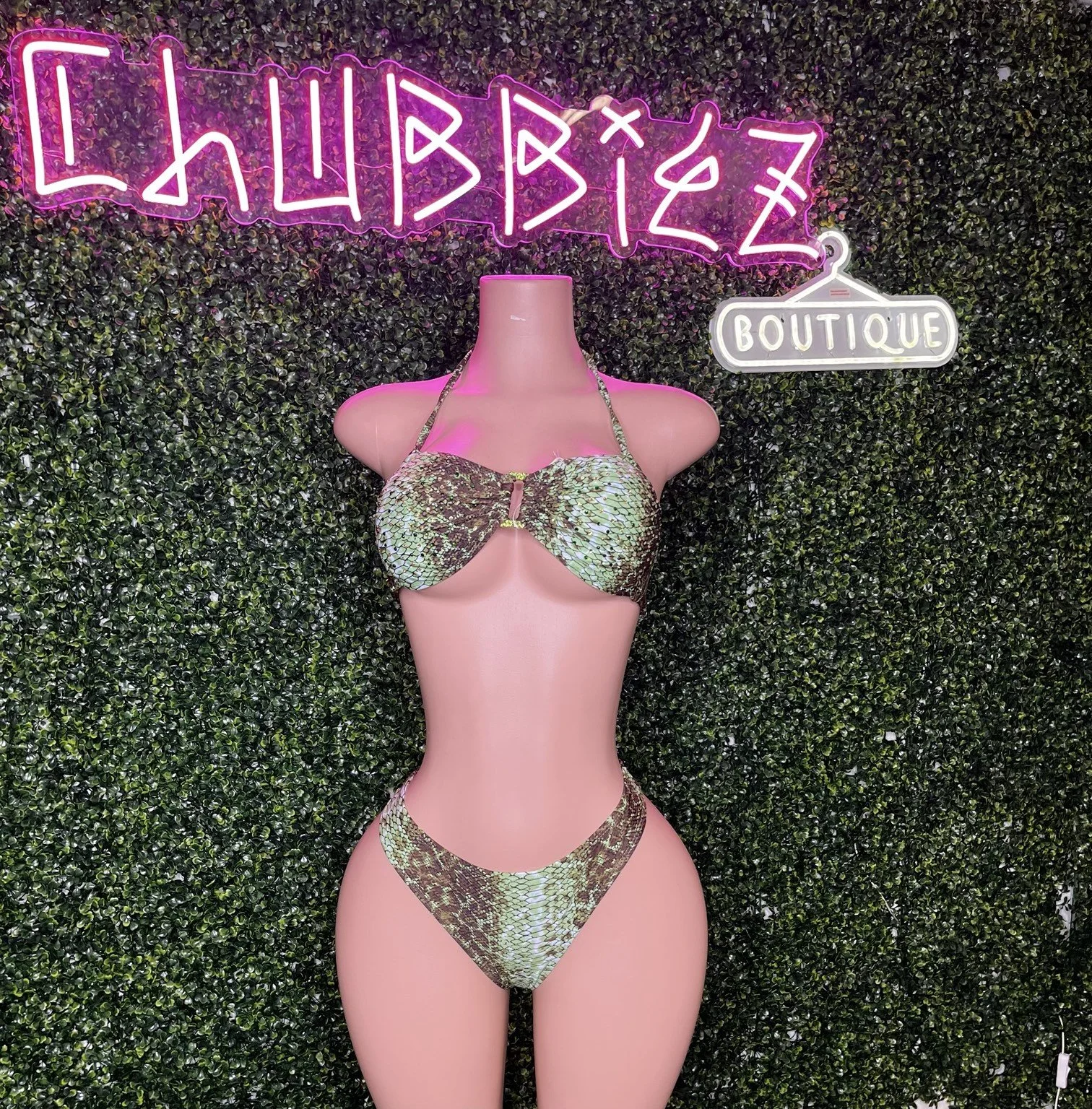Green Snake 2pc Bathing Suit