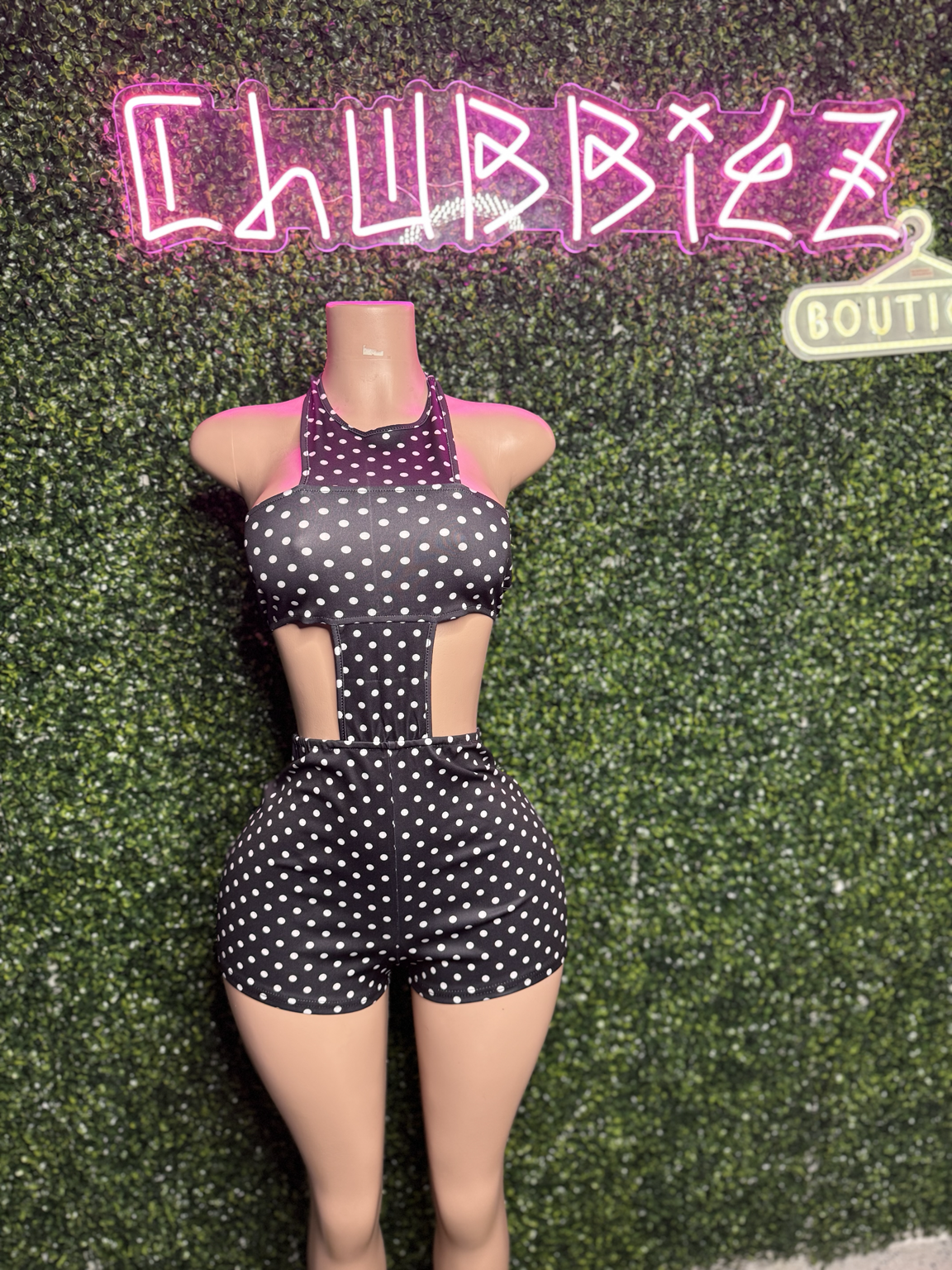 Womans Summer Dot Print Halter Romper
