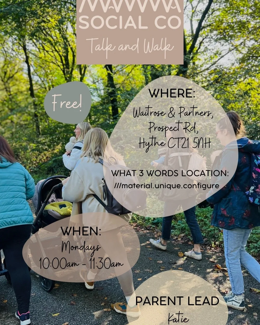 TOMORROW

🌿 Mamma Social Talk and Walk Hythe 🌿

Join me and other mums /expectant mums for a FREE walk that's more than just a stroll&mdash;it's a chance to connect, recharge, and walk alongside parents who truly get it. 💬👣

Whether you&rsquo;re 
