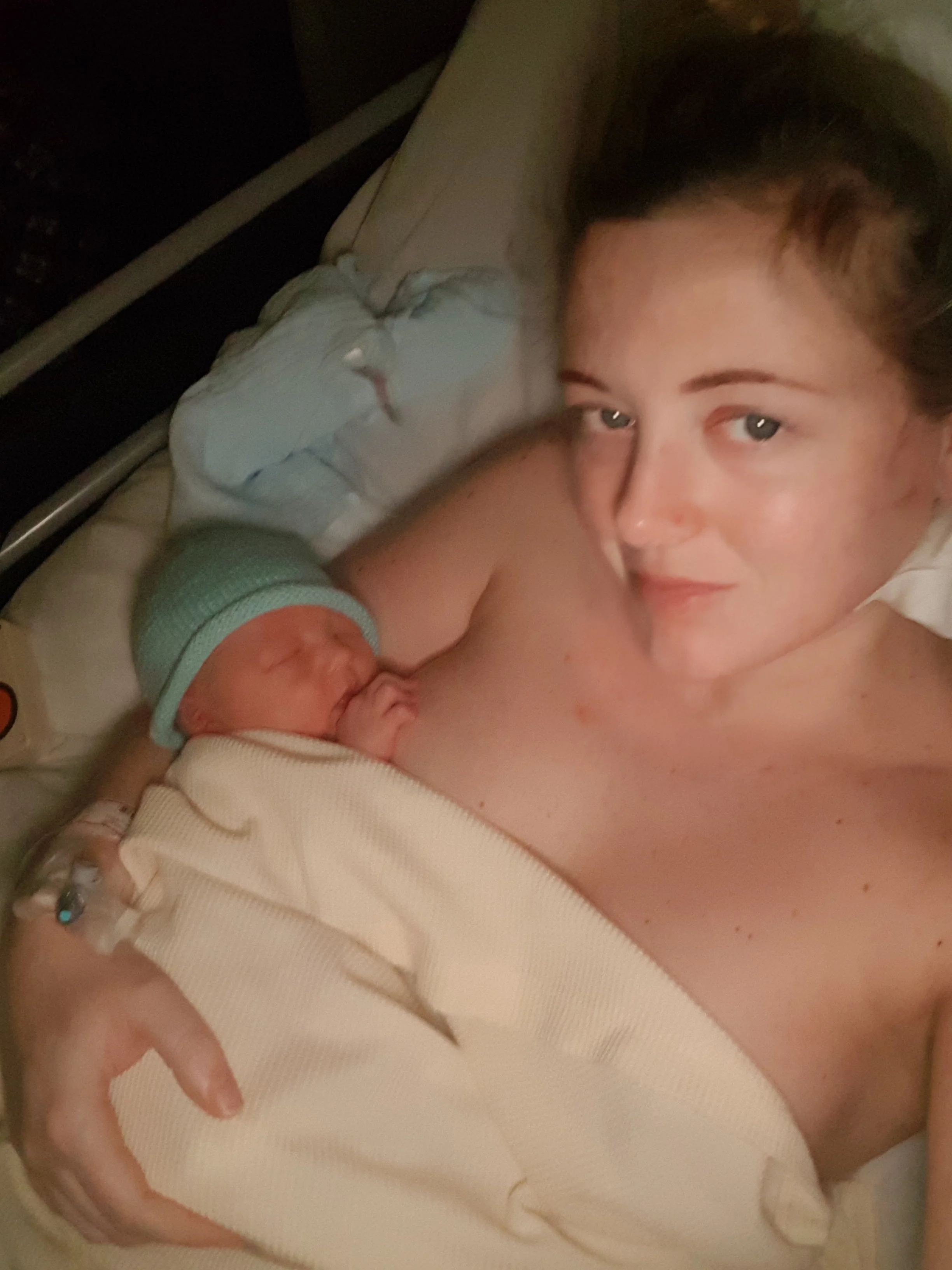Katie Hill after the birth of her son.jpg