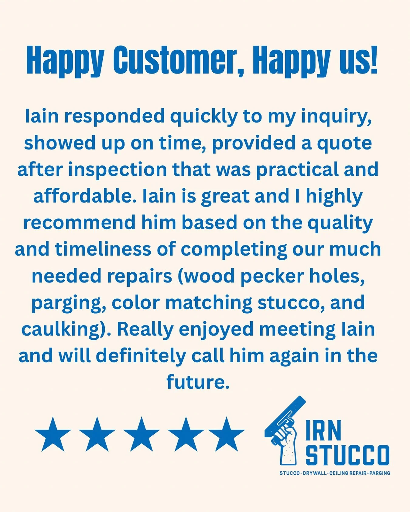 Nothing makes our day like hearing from happy customers! 💬✨ Thank you for trusting us Calgary! 
#YYC #CalgaryHomes #YYCConstruction #stucco #parging #stuccorepair #acrylicstucco #eifs #exteriorstucco #contractor #construction #homerenovation #homei