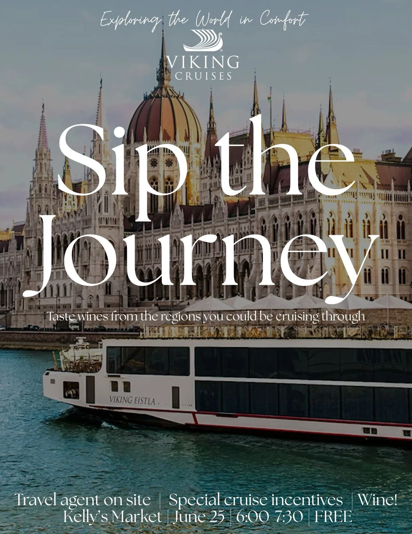 Mark your calendars for a special FREE event Thursday, June 25th! @travelsbychelle will be here with @vikingcruises pouring some fantastic wine and teaching you about their incredible offers. This is one you don&rsquo;t want to miss! 
#atlfree #atlev